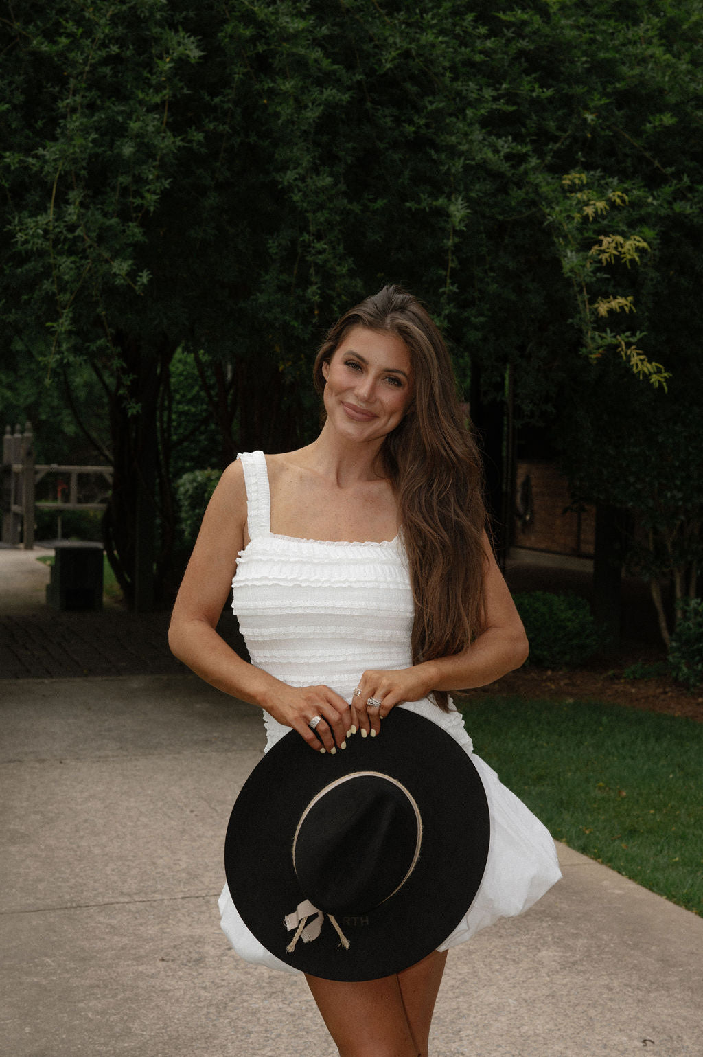 Tiered Lace Bubble Hem Dress-Off White