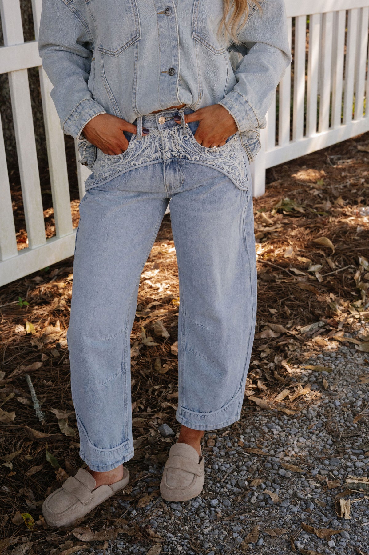 Oakley Embroidered Barrel Jeans-Light Denim