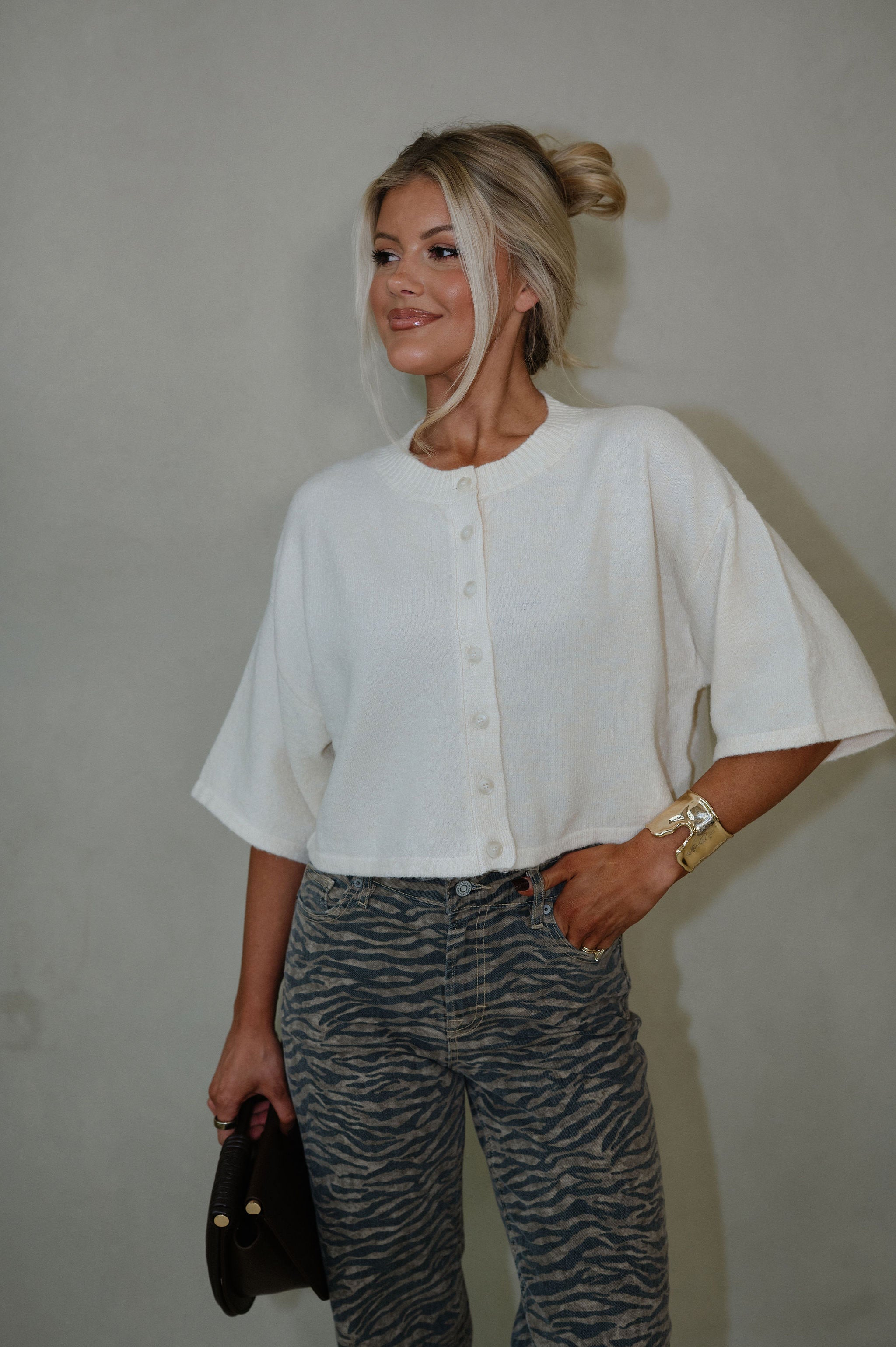 Nora Cardigan Top-Cream