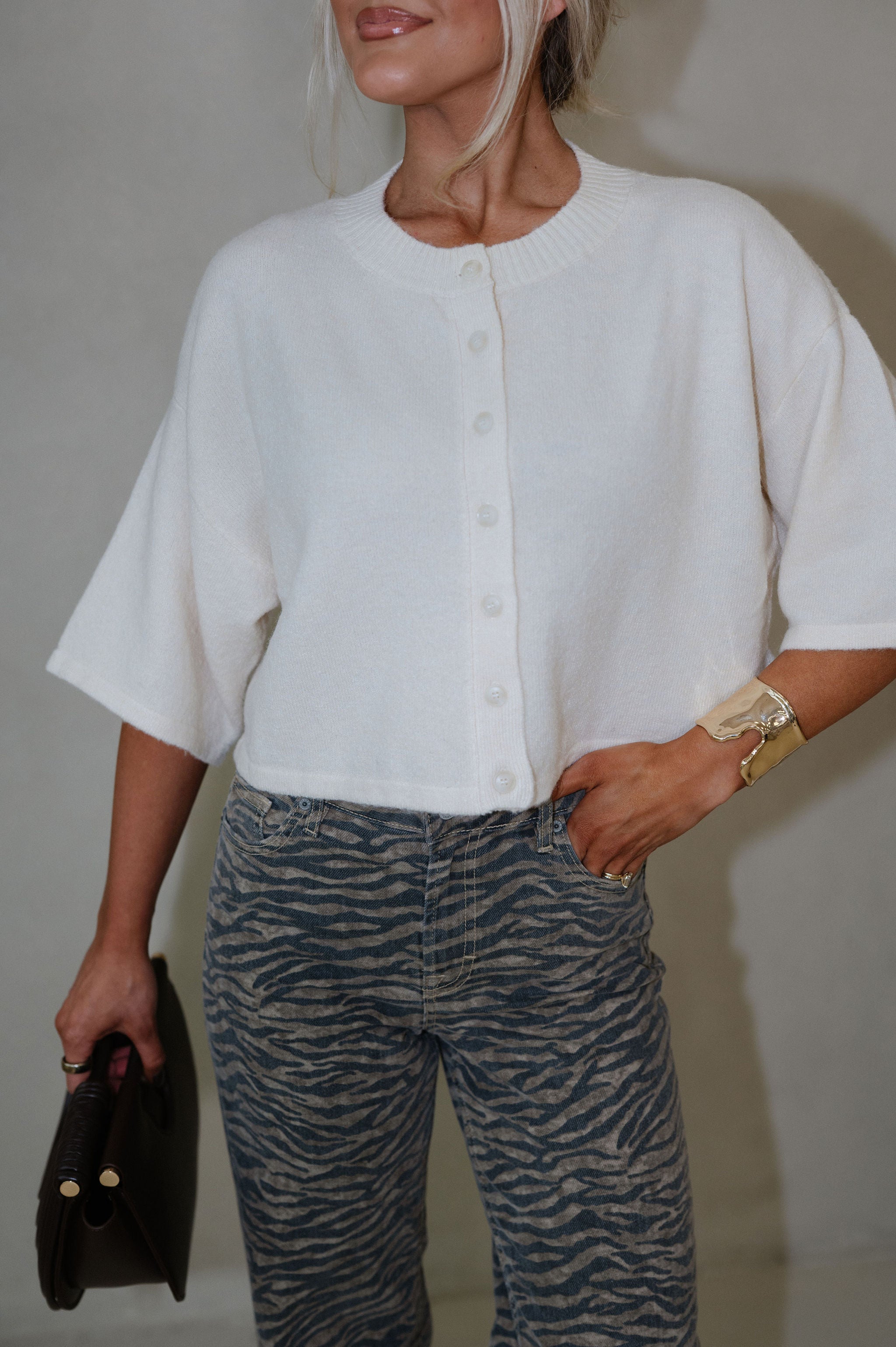 Nora Cardigan Top-Cream