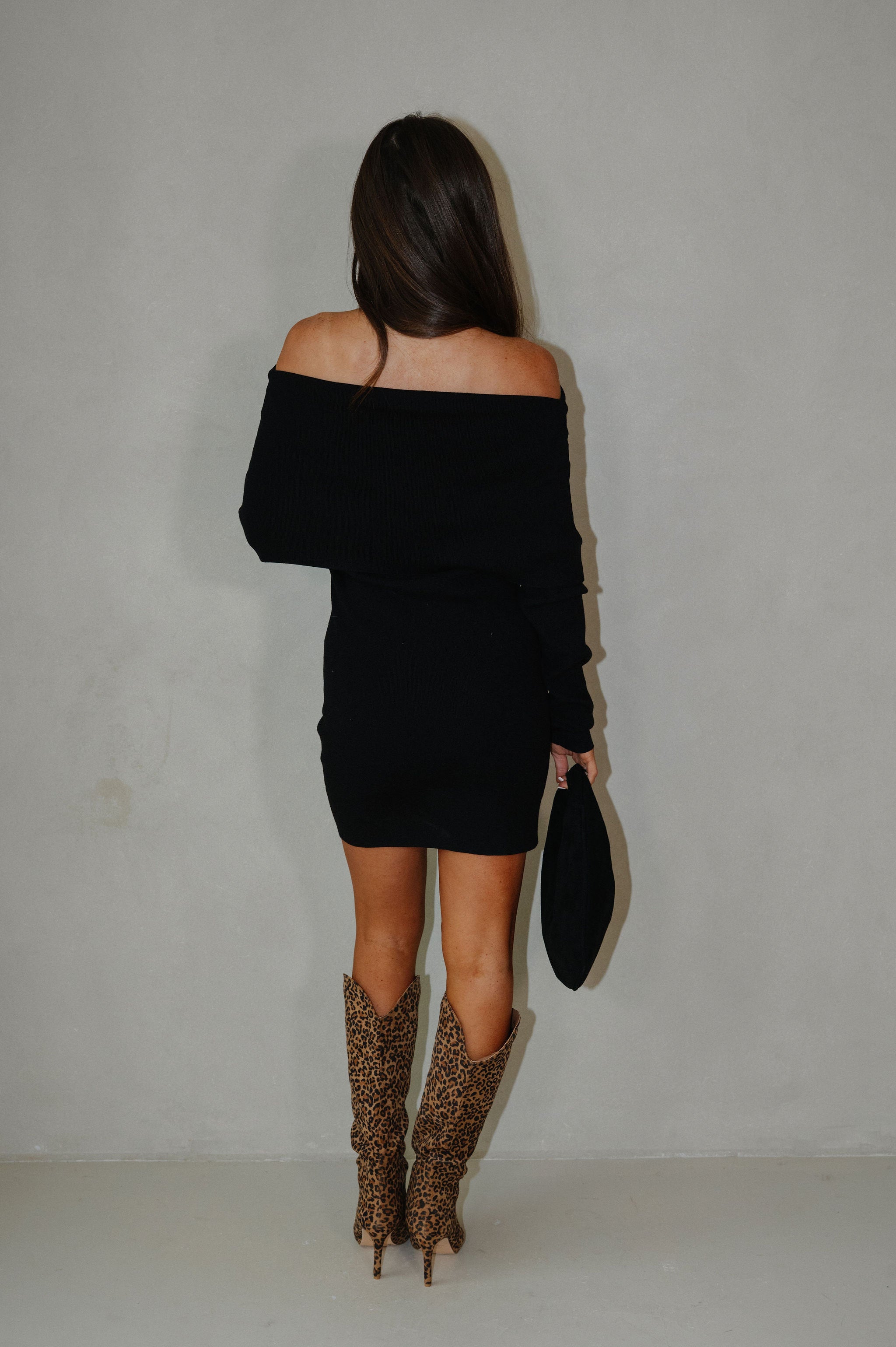 Charlie OTS Sweater Dress-Black