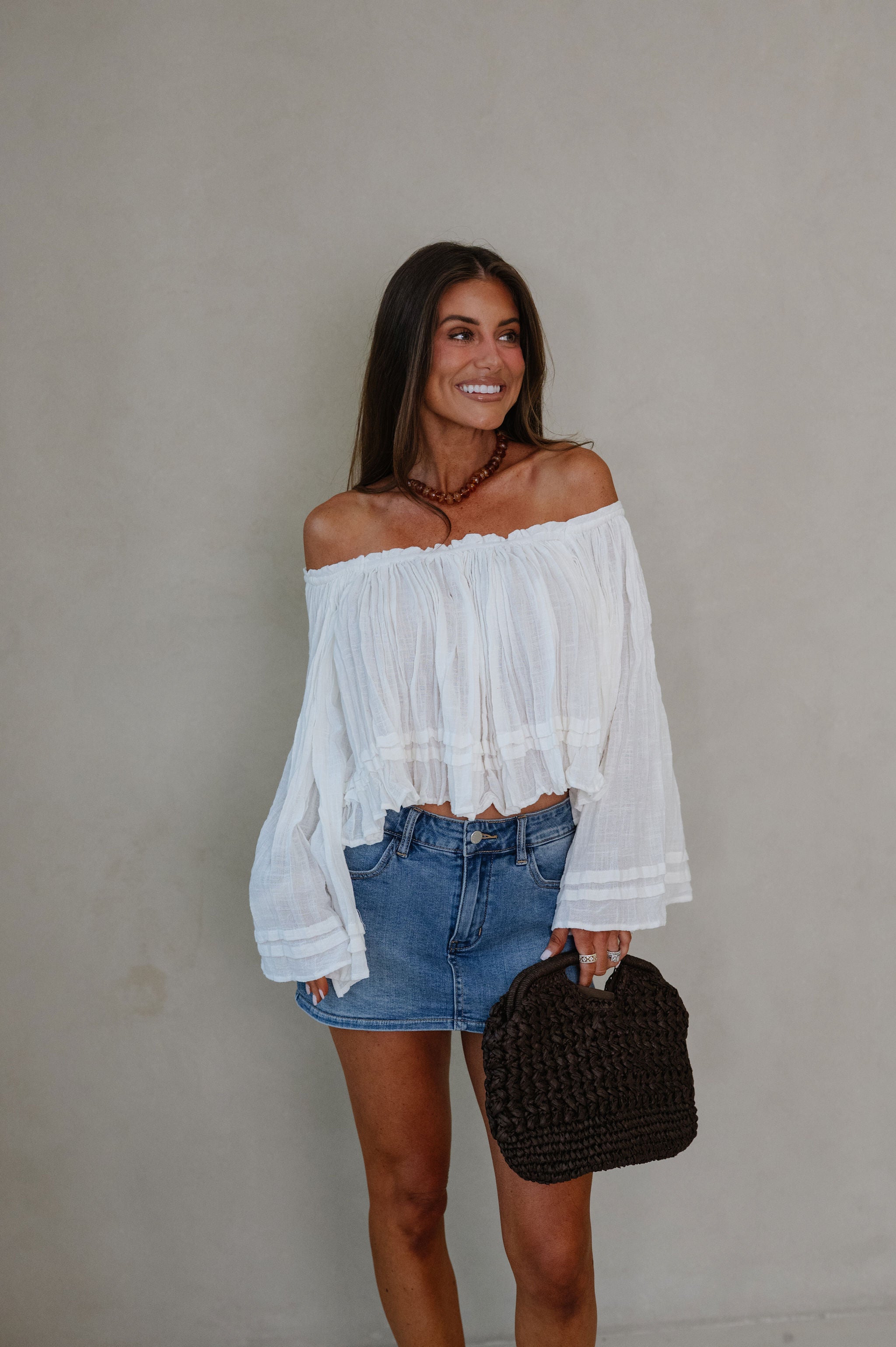 Ruth Woven Off The Shoulder Top-Off White