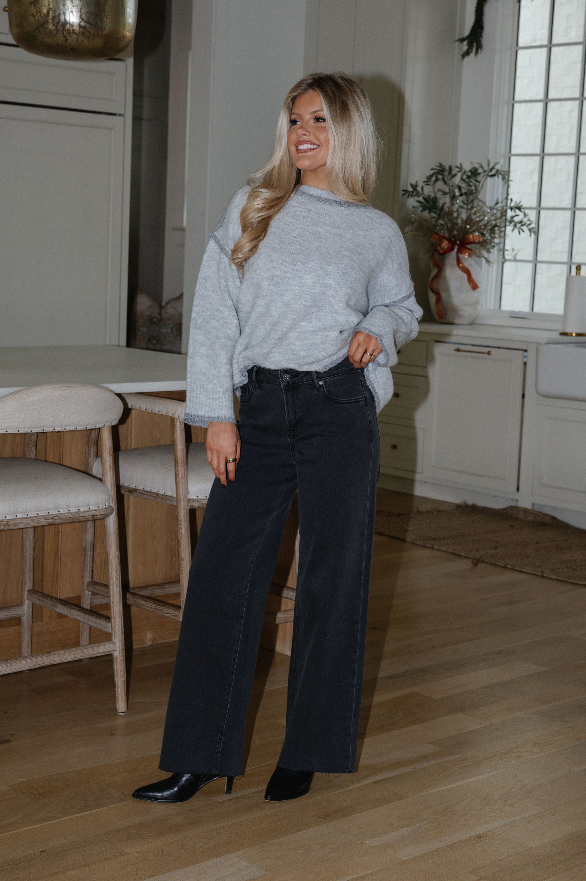 Blair Wide Leg Charcoal Jeans