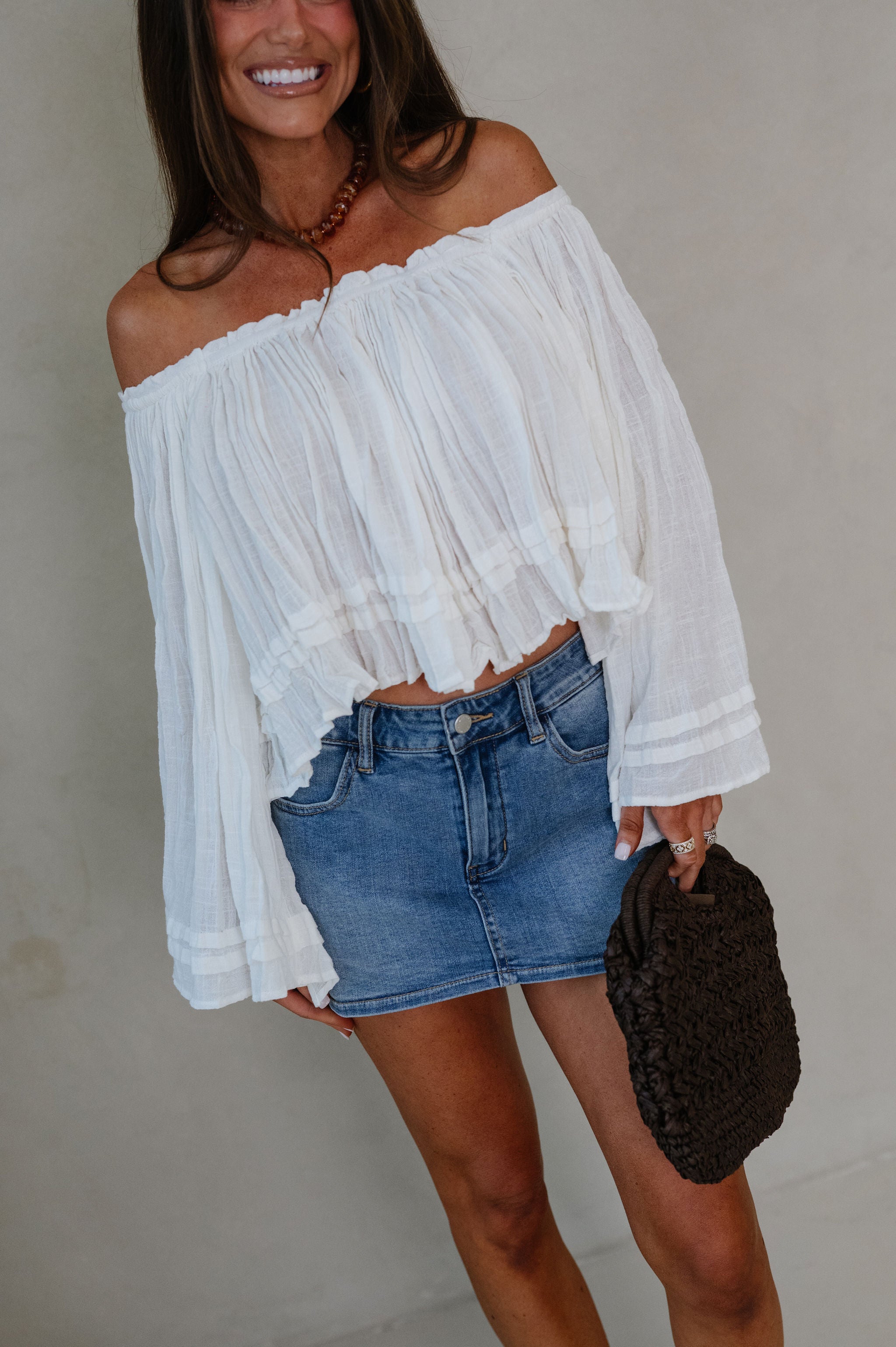 Ruth Woven Off The Shoulder Top-Off White