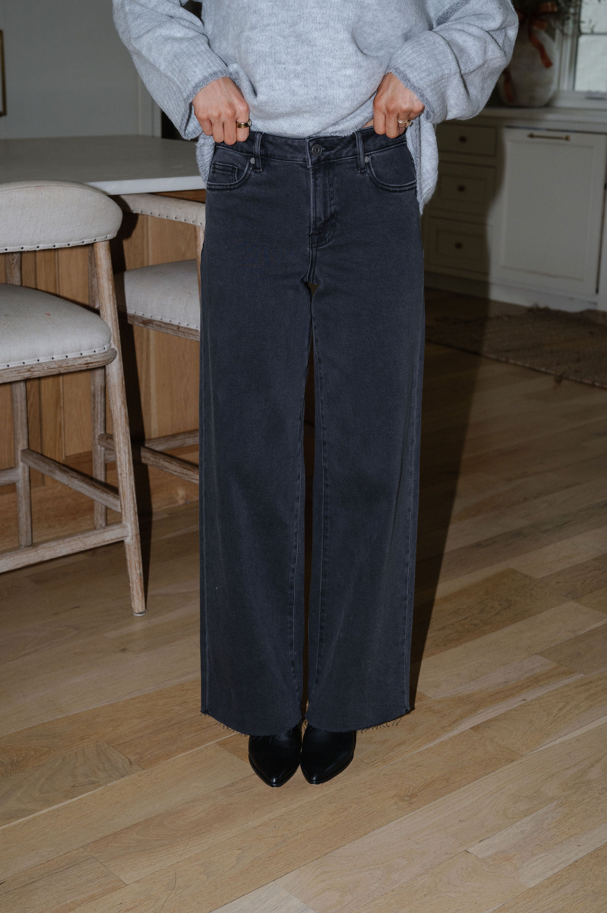 Blair Wide Leg Charcoal Jeans
