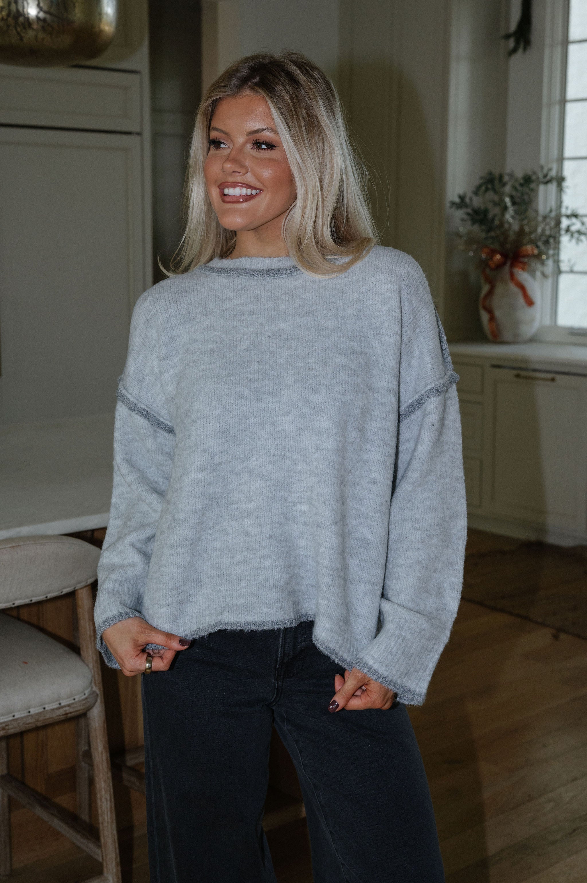 Olympus Pullover Sweater-Heather Grey