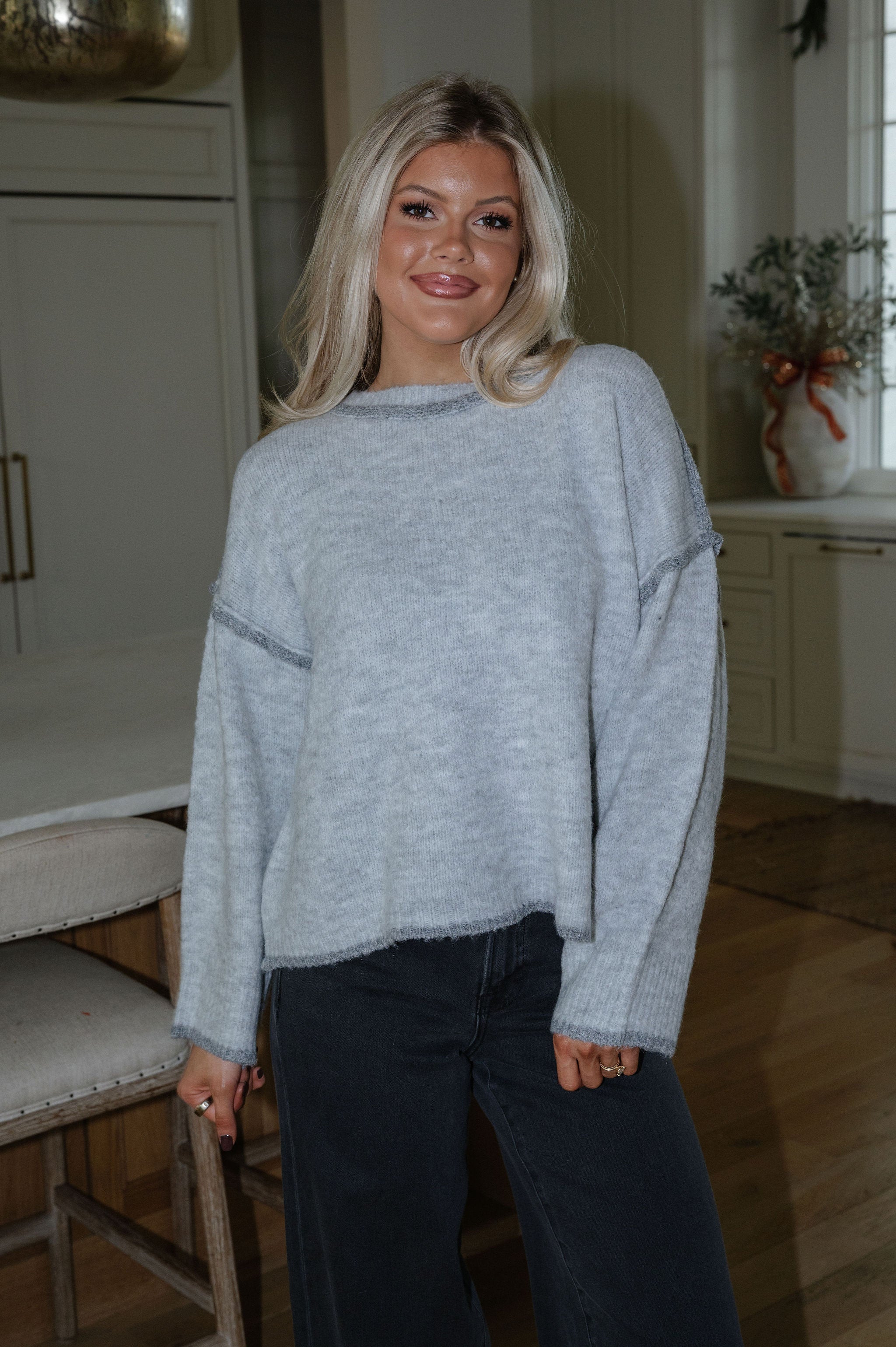 Olympus Pullover Sweater-Heather Grey