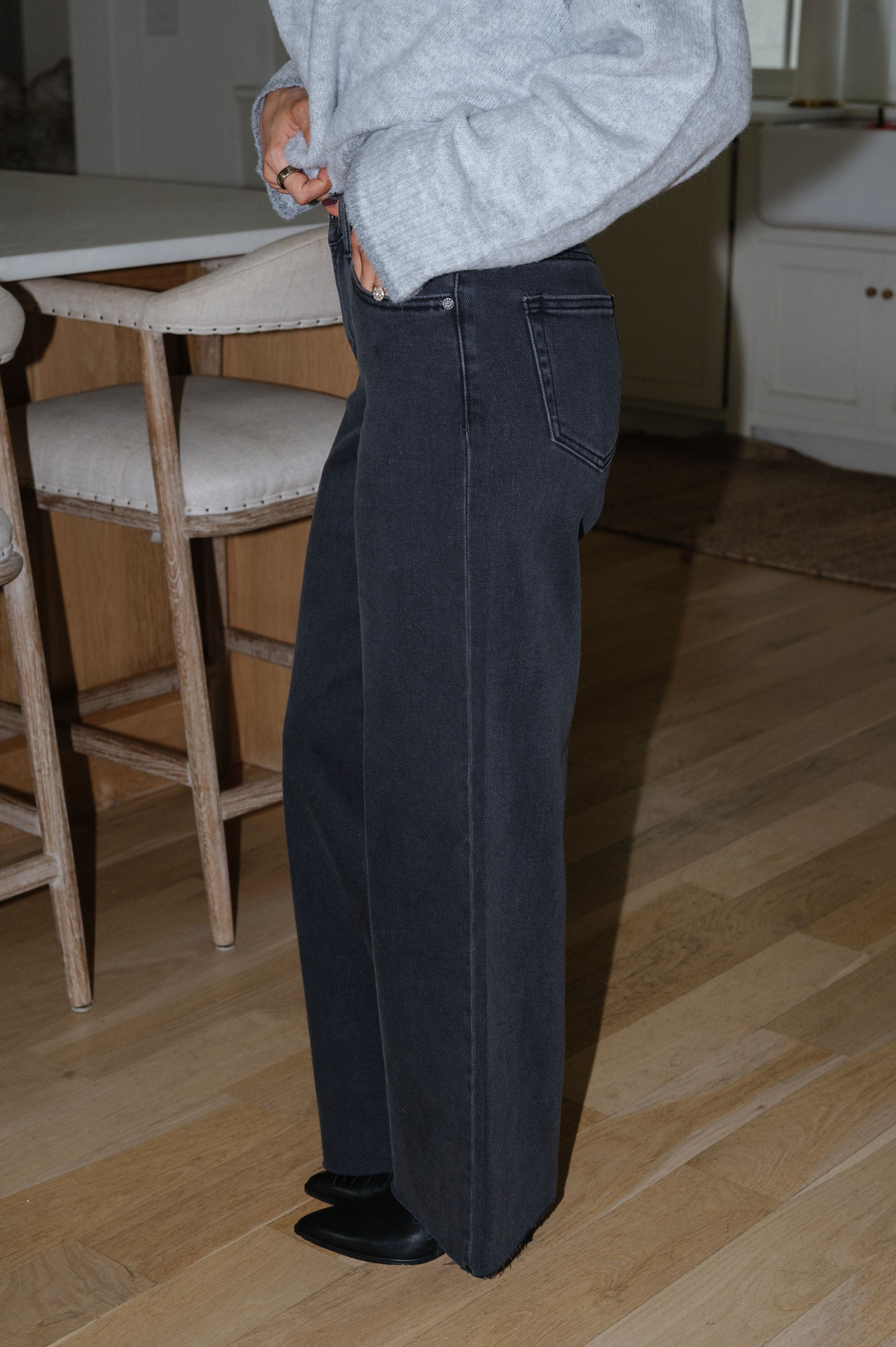 Blair Wide Leg Charcoal Jeans
