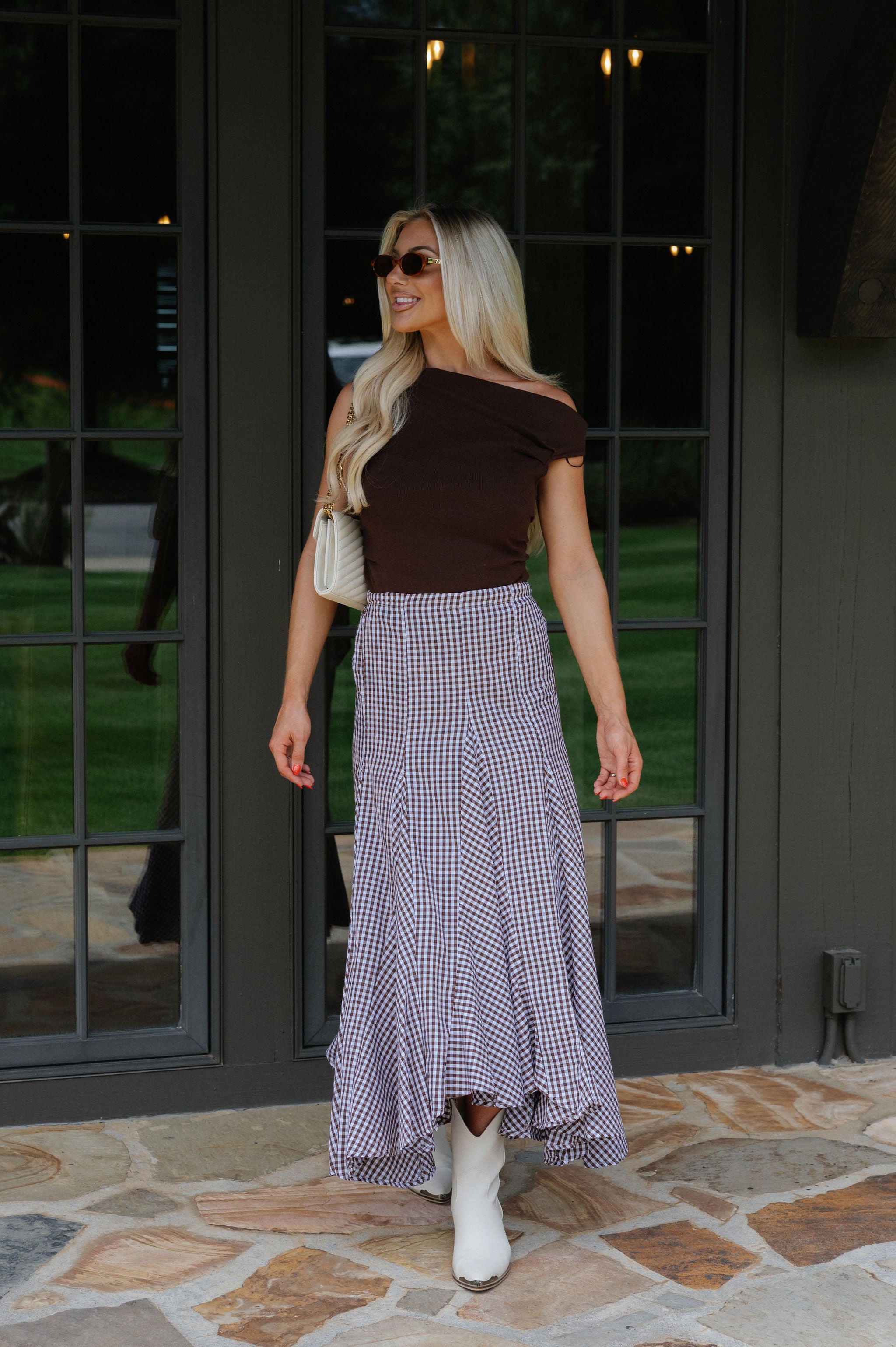 Asymmetrical Sweater Top-Brown