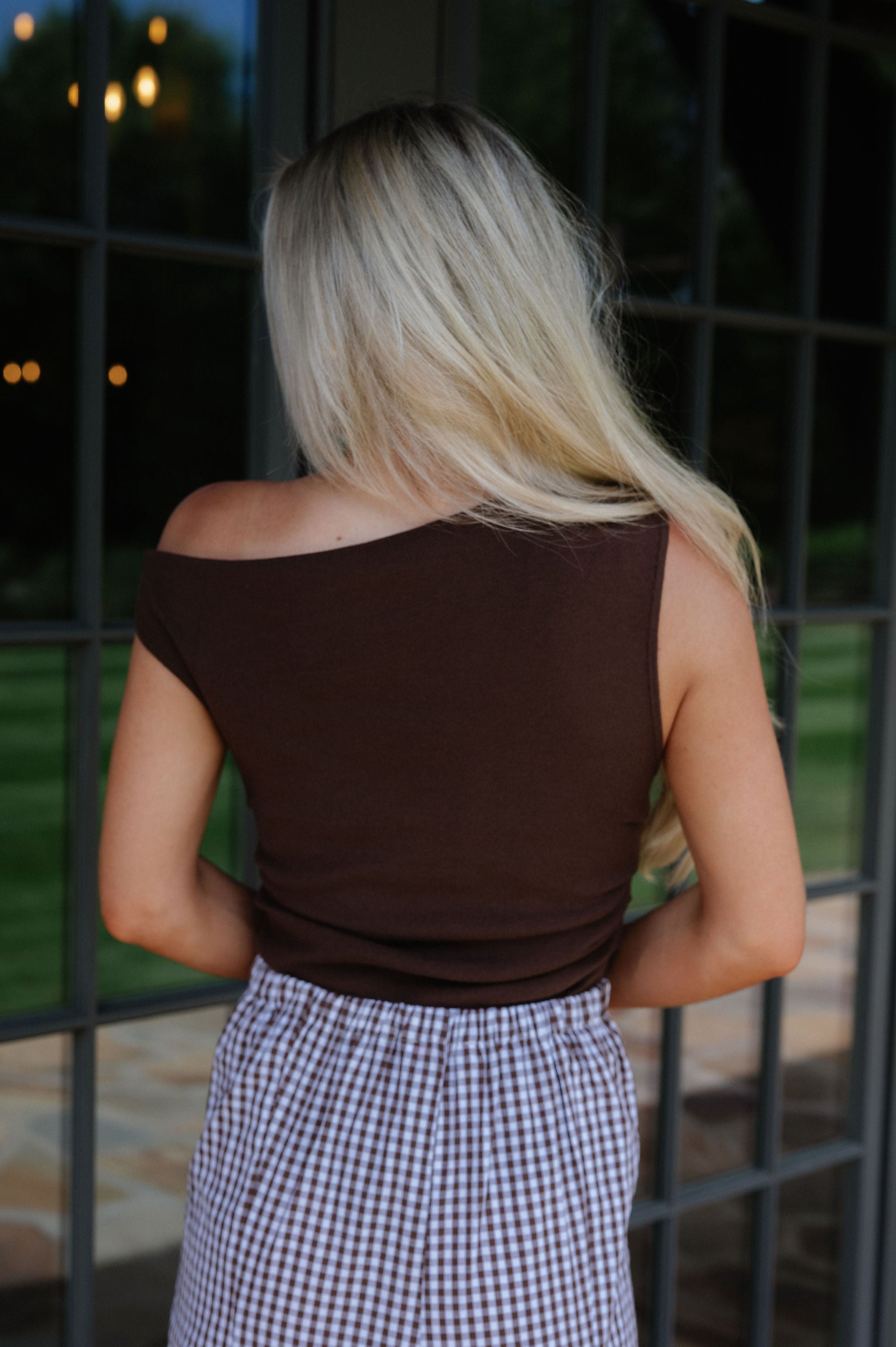 Asymmetrical Sweater Top-Brown