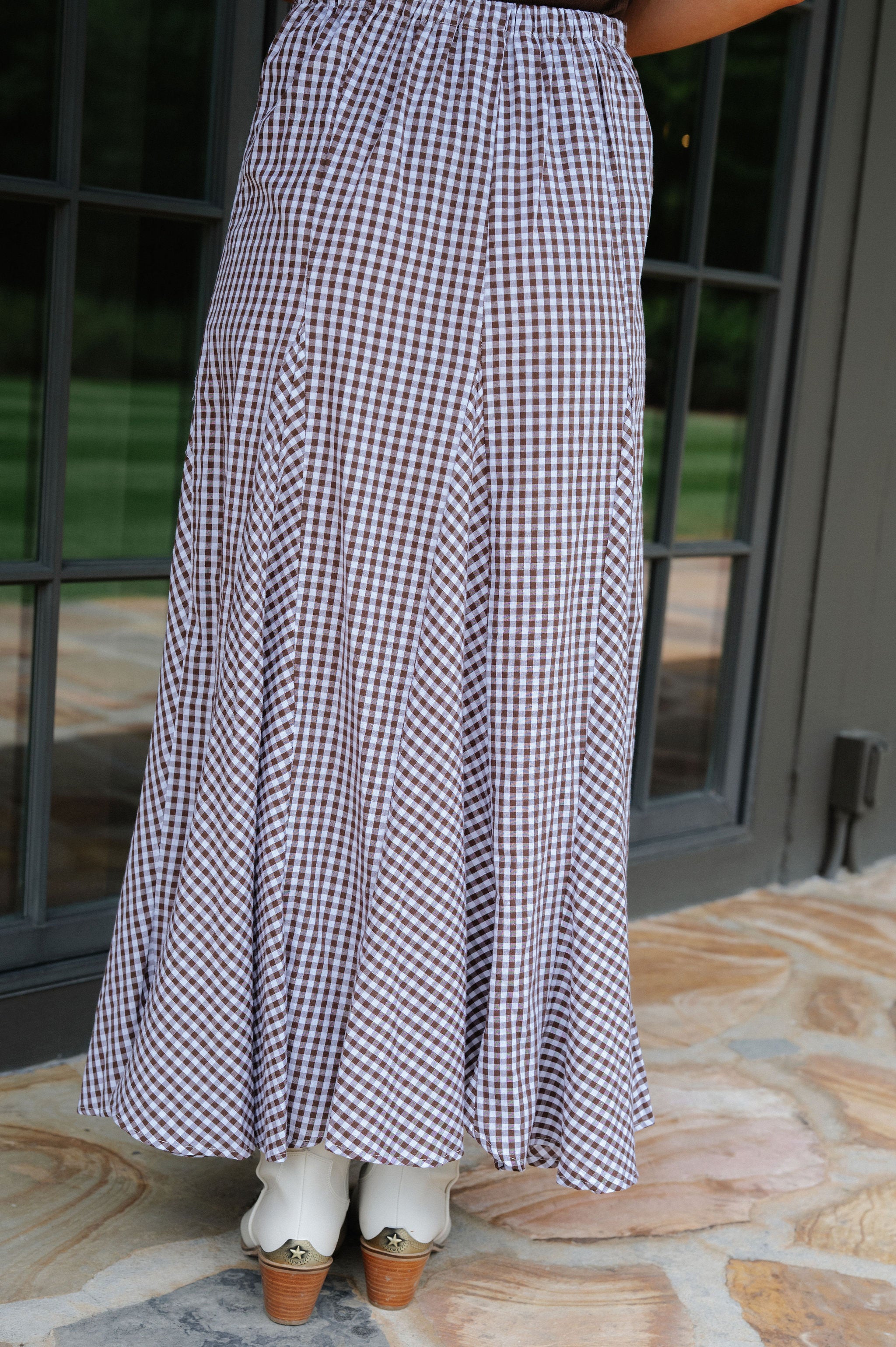 Alex Checkered Skirt-Brown/White