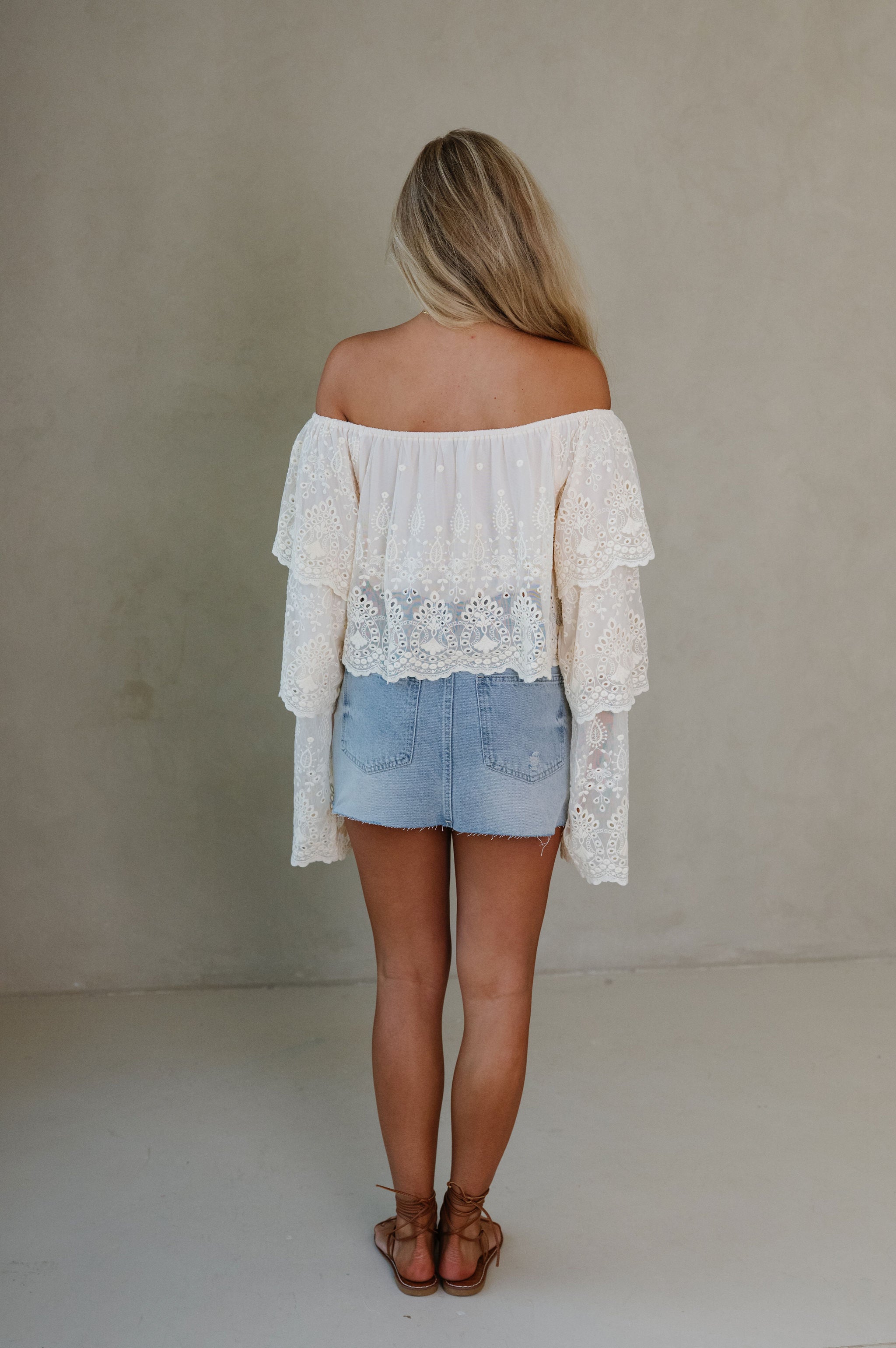 Eva OTS Tiered Top-Cream