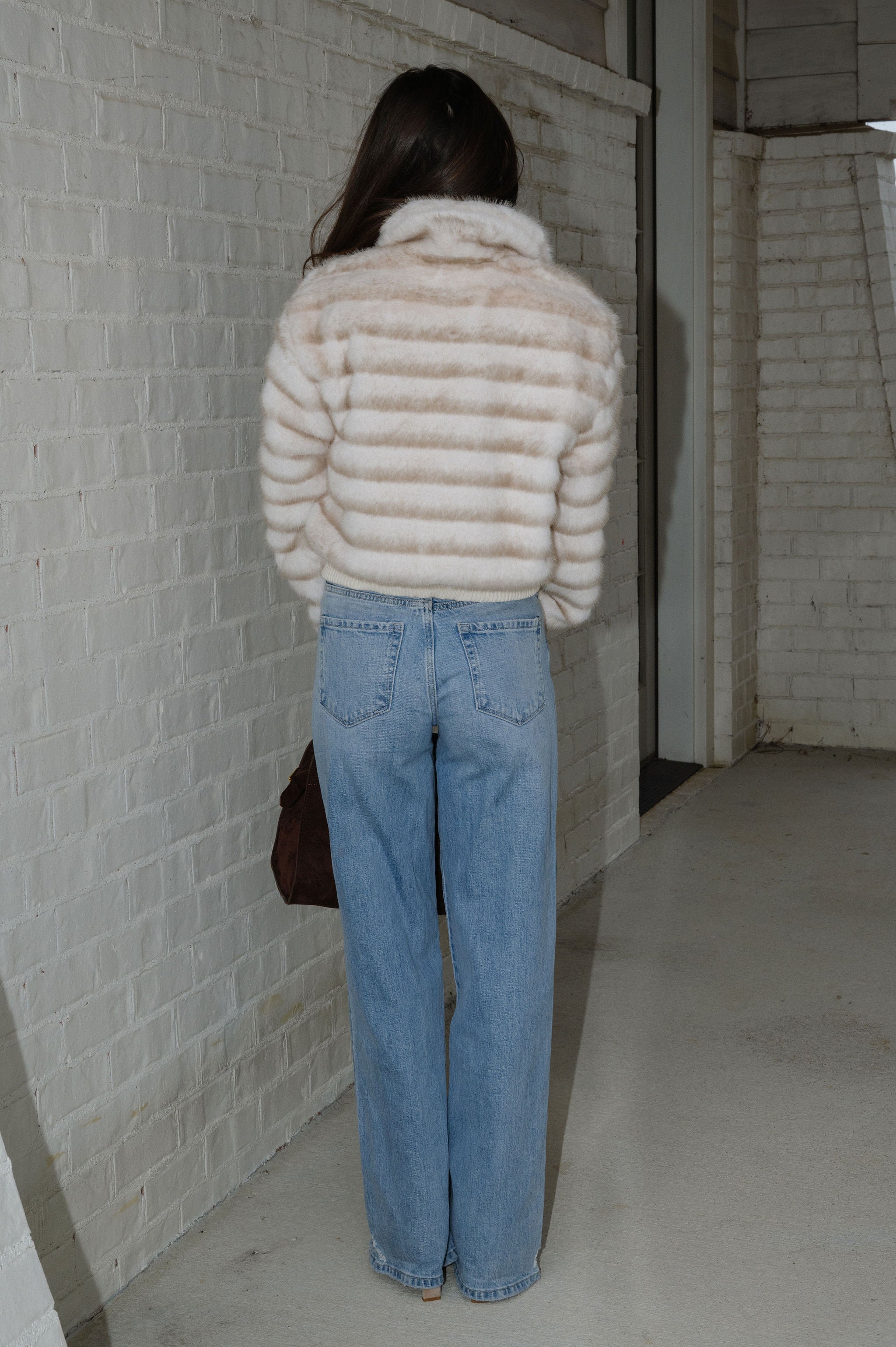 Ellen Faux Fur Bomber Jacket-Sand