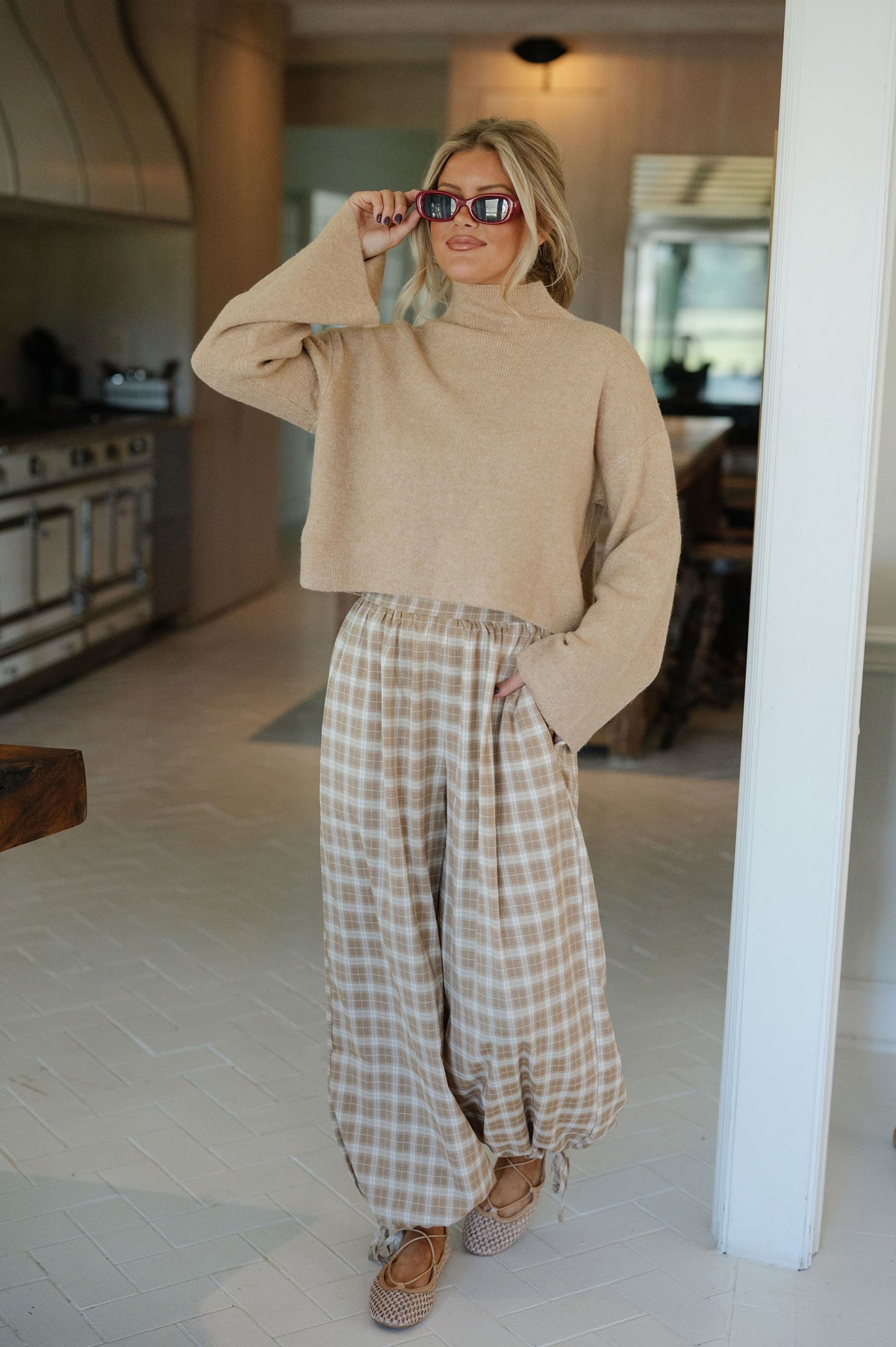 Montana Mock Neck Sweater- Taupe