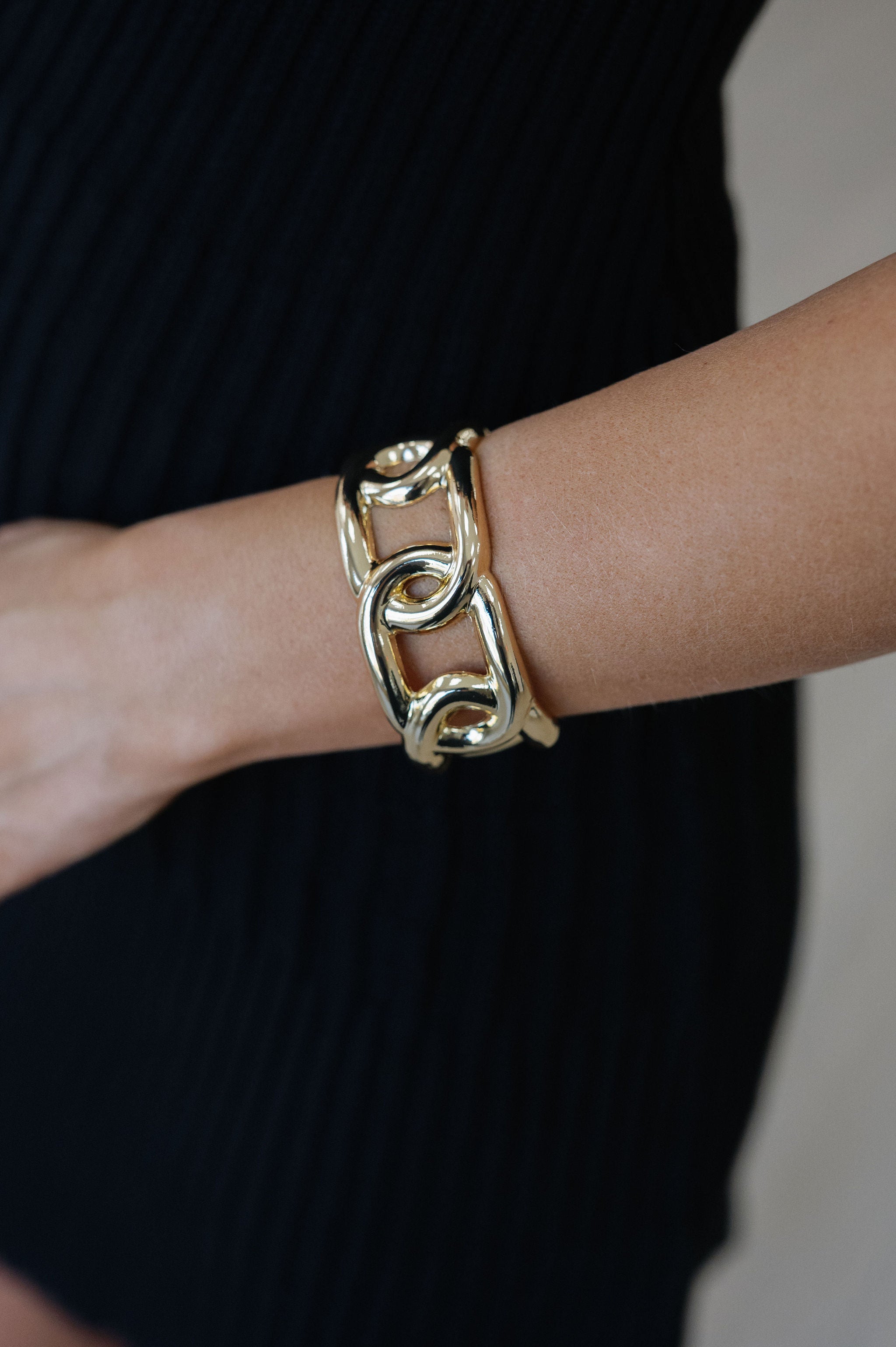 Link Hinged Cuff- Gold