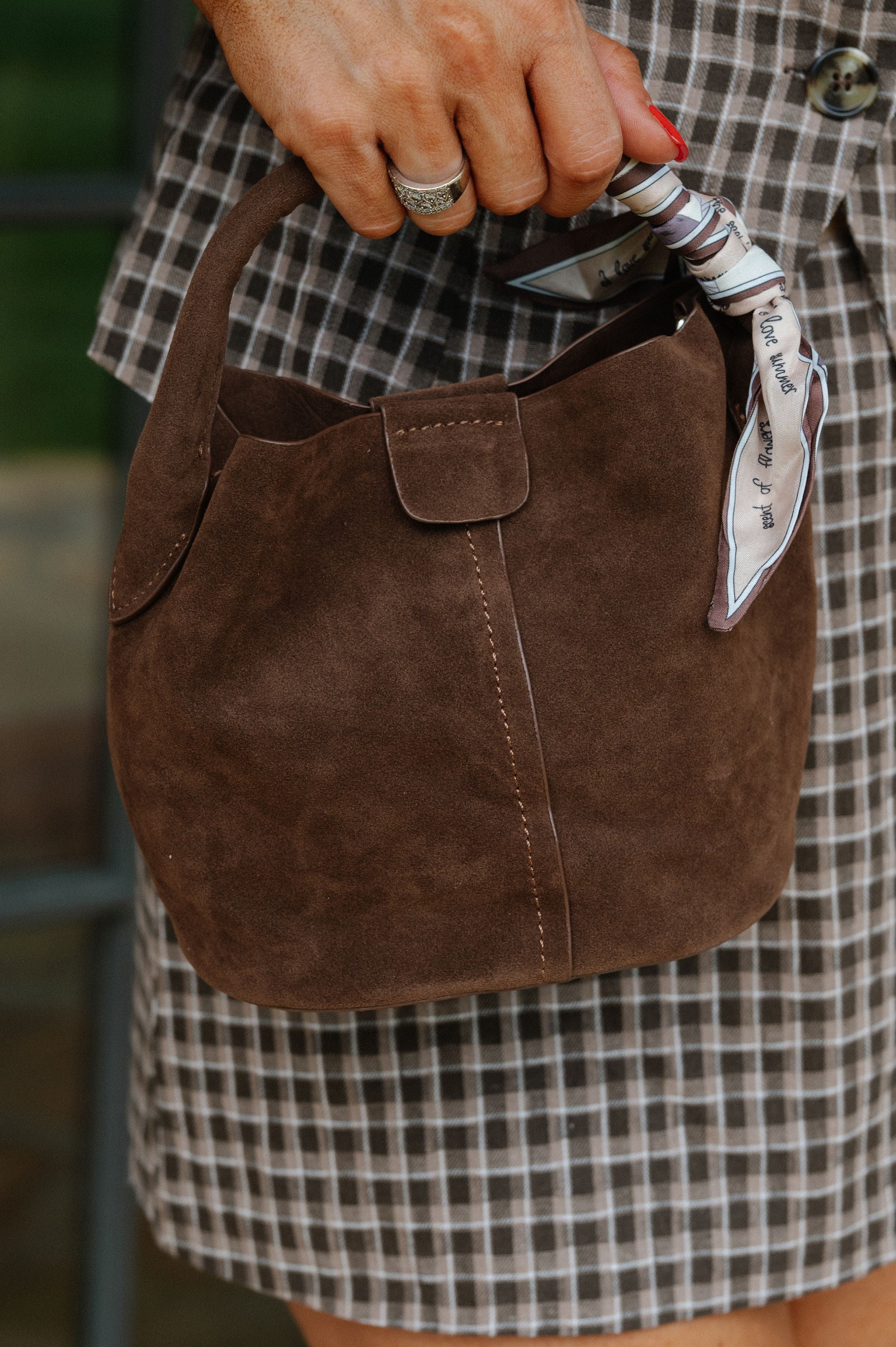 Ophelia Suede Bag-Chocolate