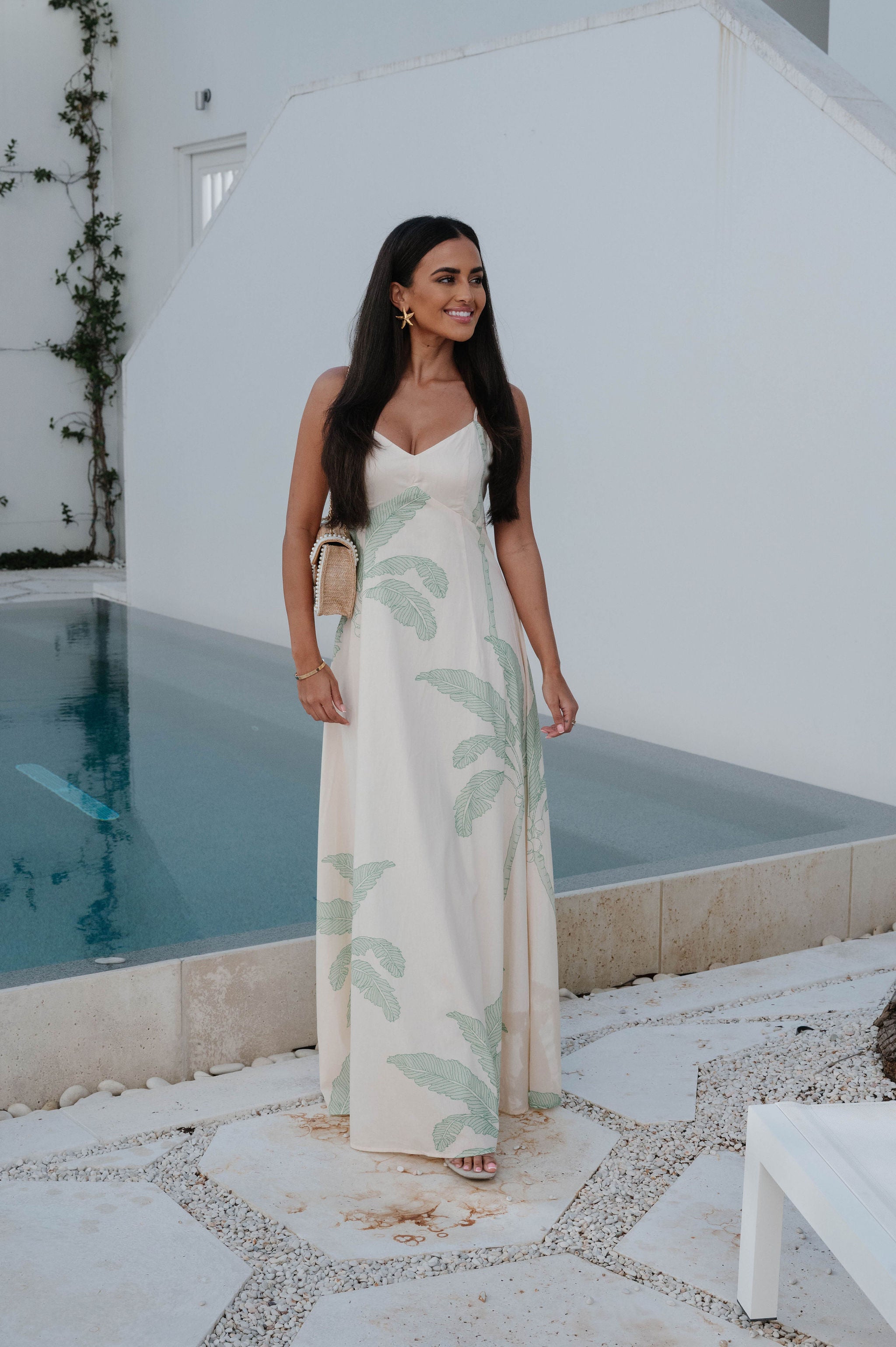 Palm Tree Maxi Dress-Green