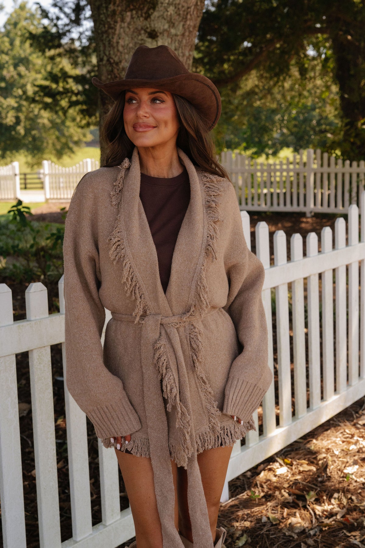 Brody Fringe Cardigan-Mocha