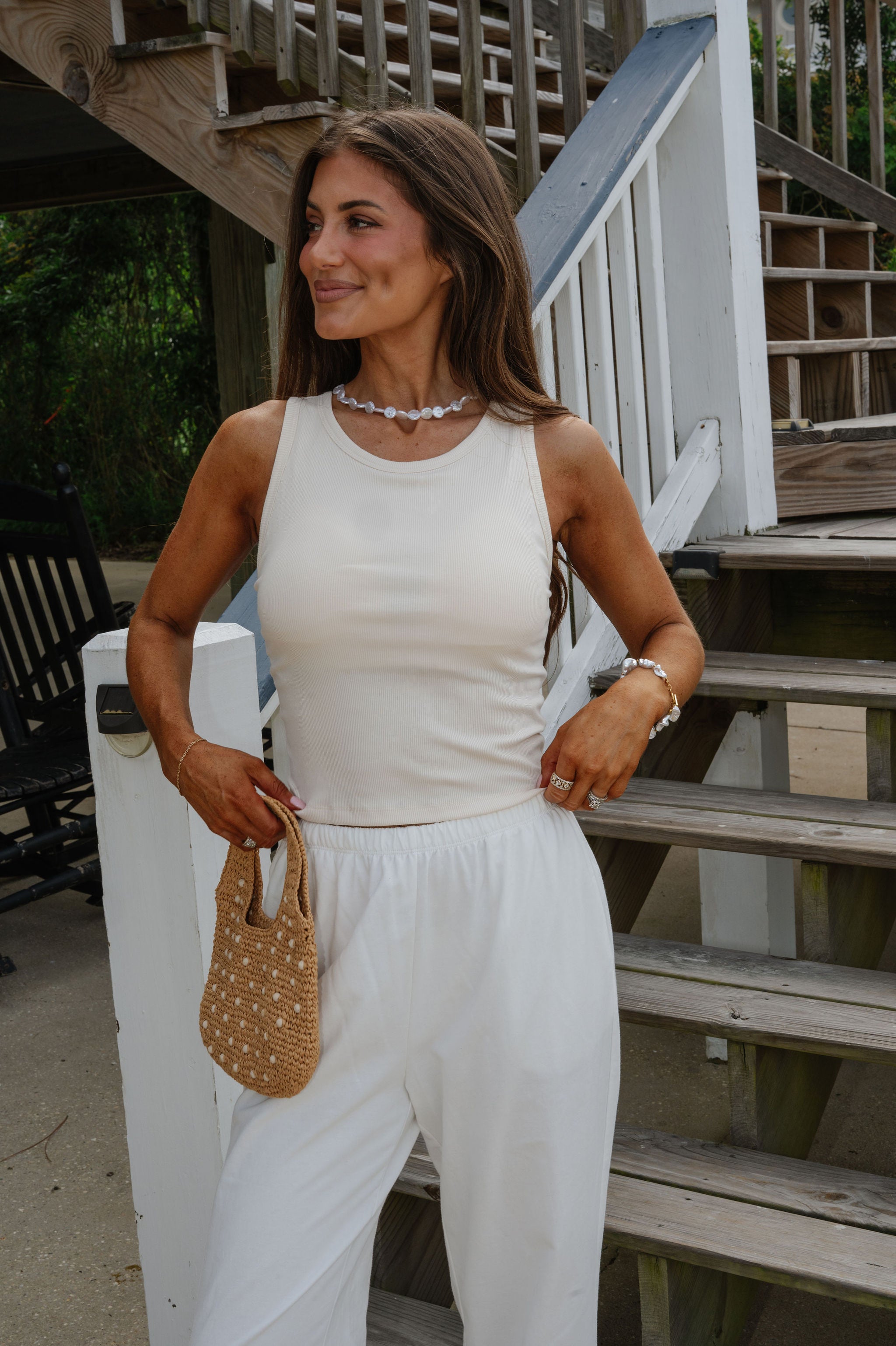 Sleeveless Ribbed Top-Cream