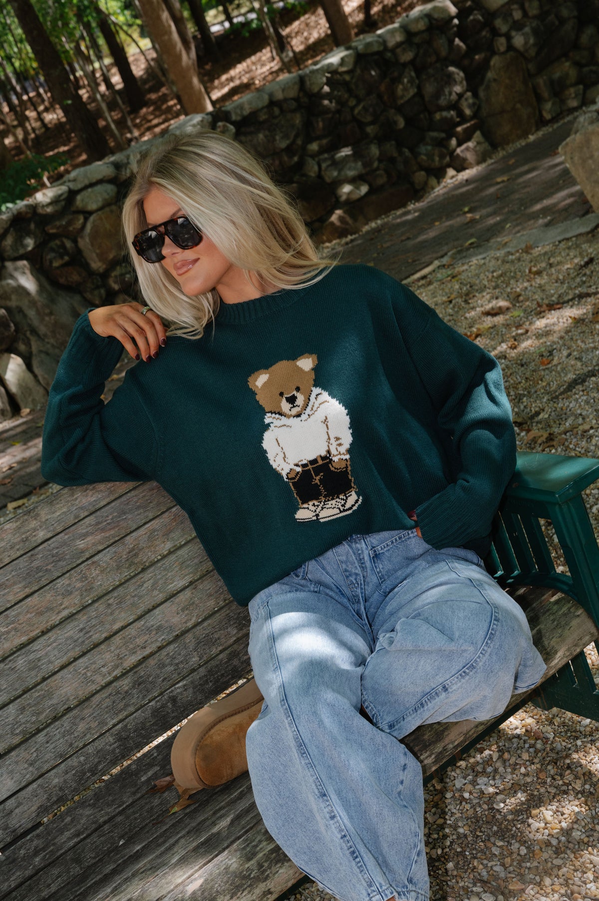 Sweater Bear Top-Hunter Green