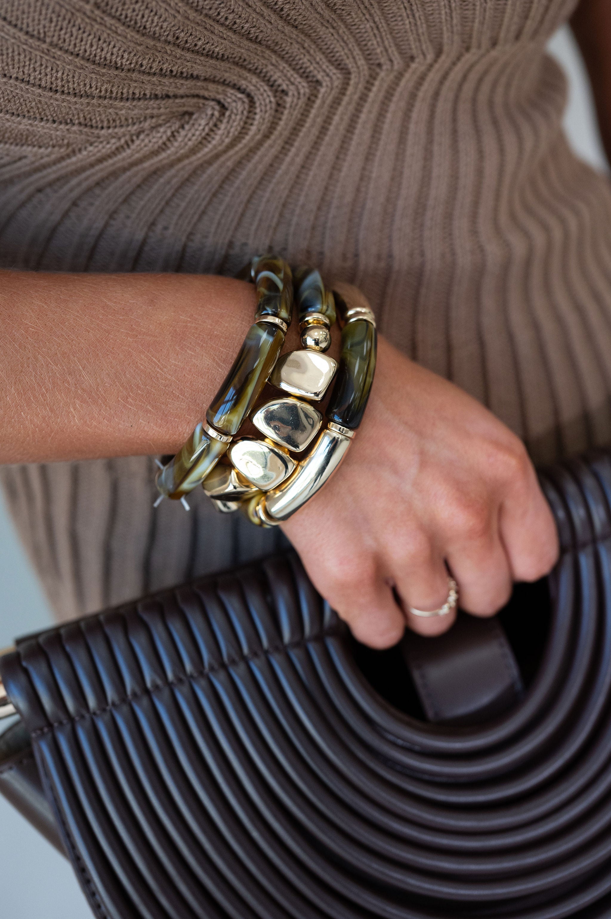 Amara Bracelet Stack- Brown