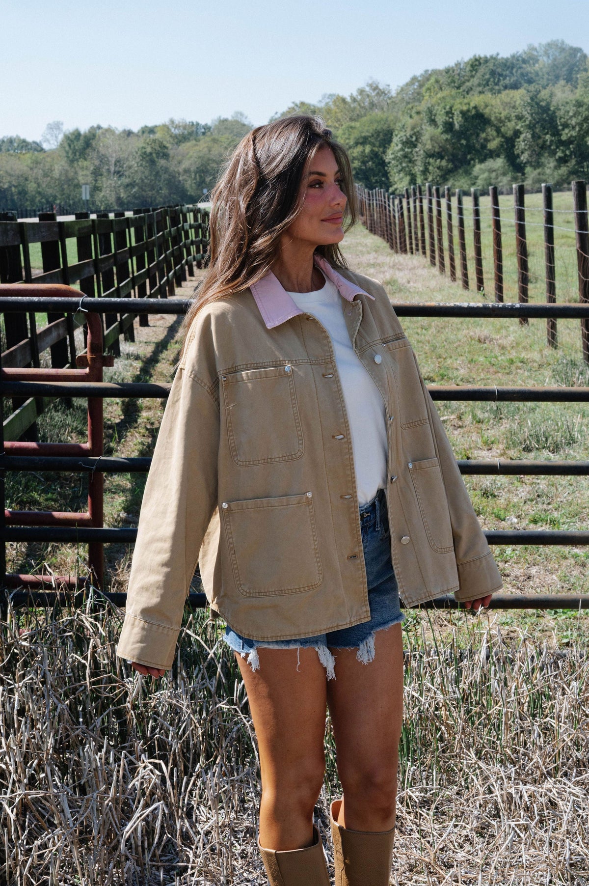 Hadley Carpenter Jacket- Khaki/Pink