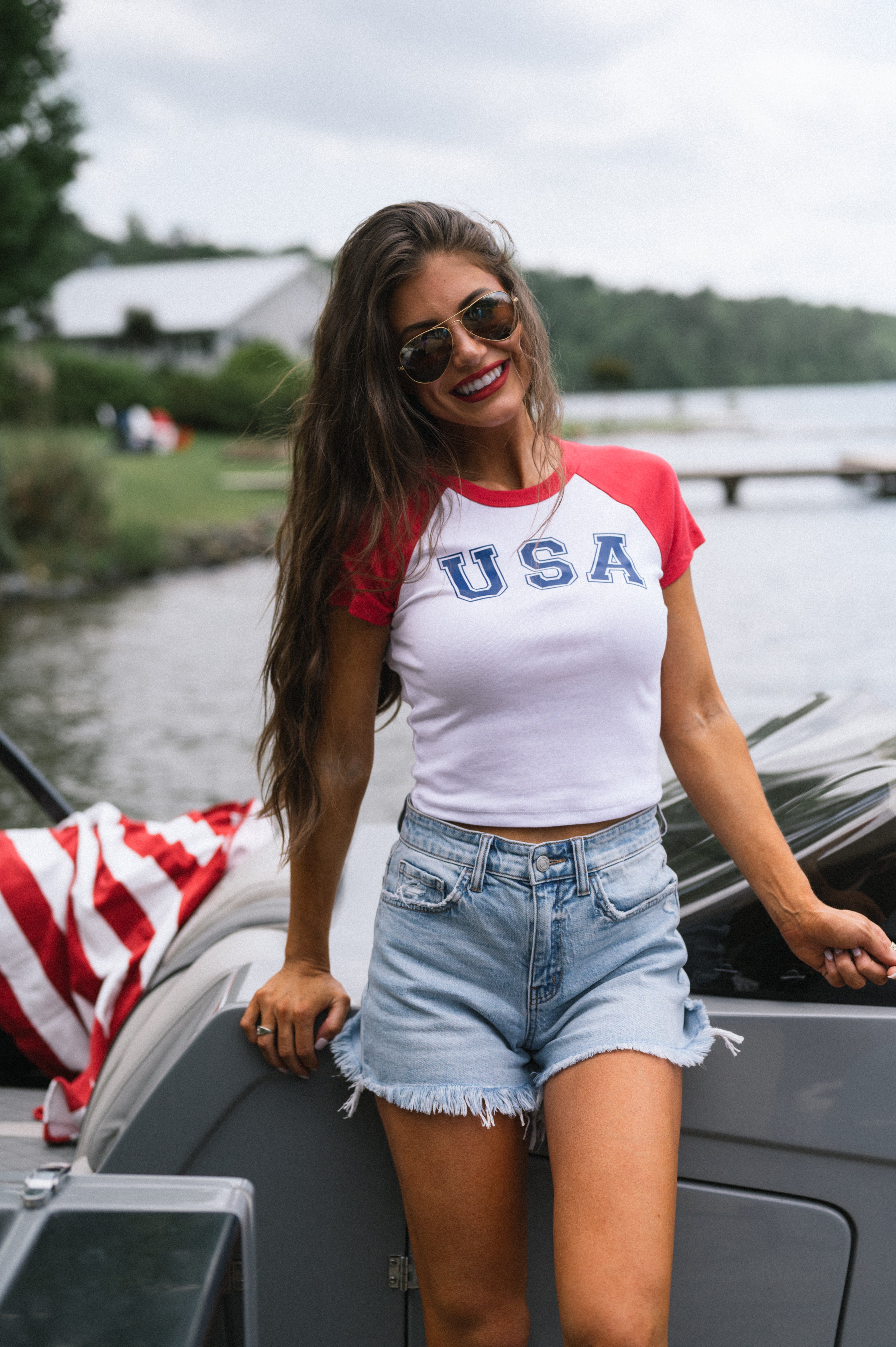 "USA" Top-Red/White