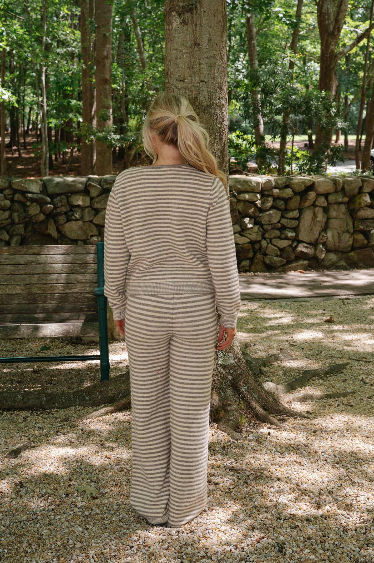 Izzy Striped Tie Cardigan-Sand