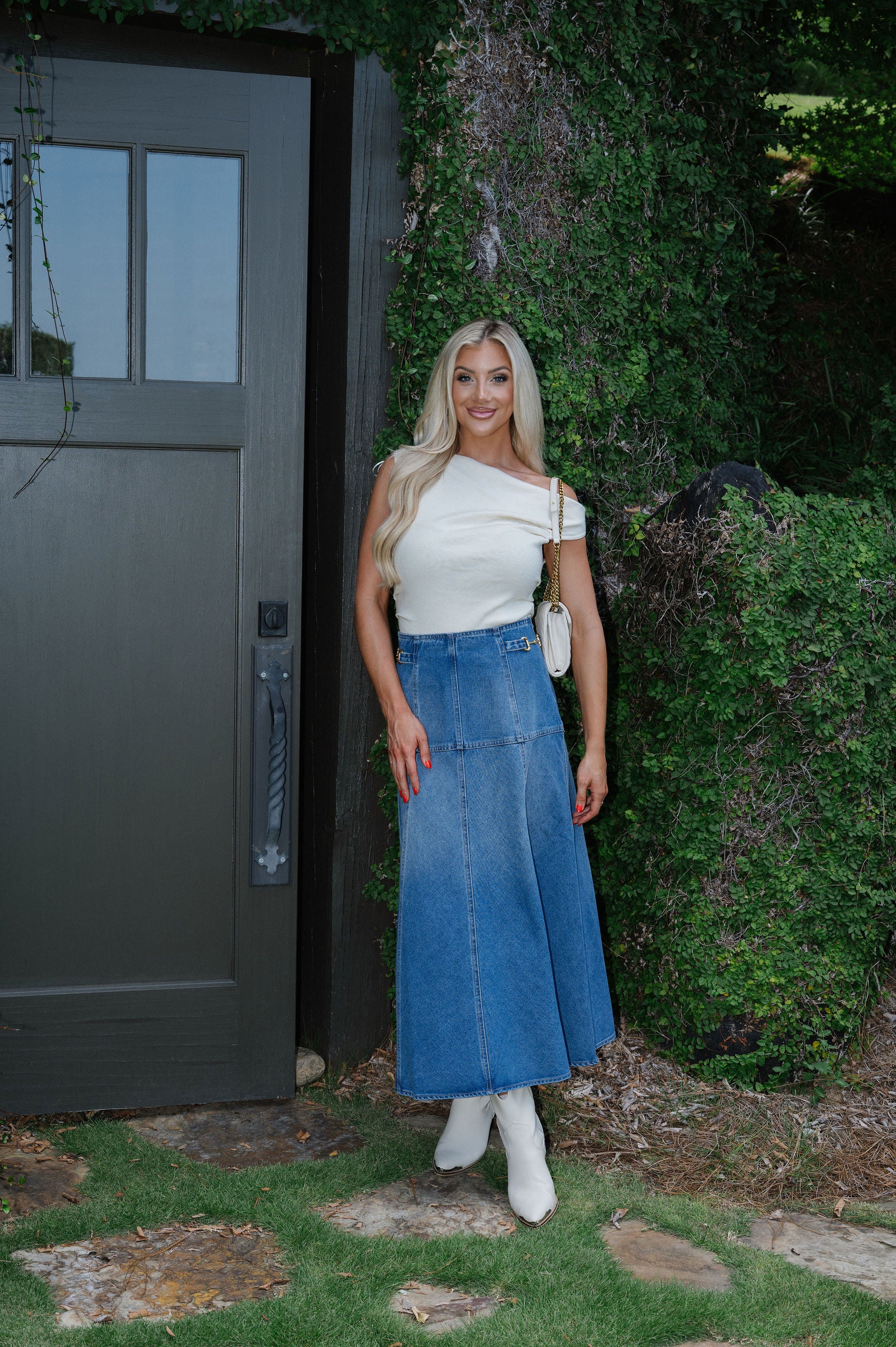 Khloe Midi Skirt-Denim