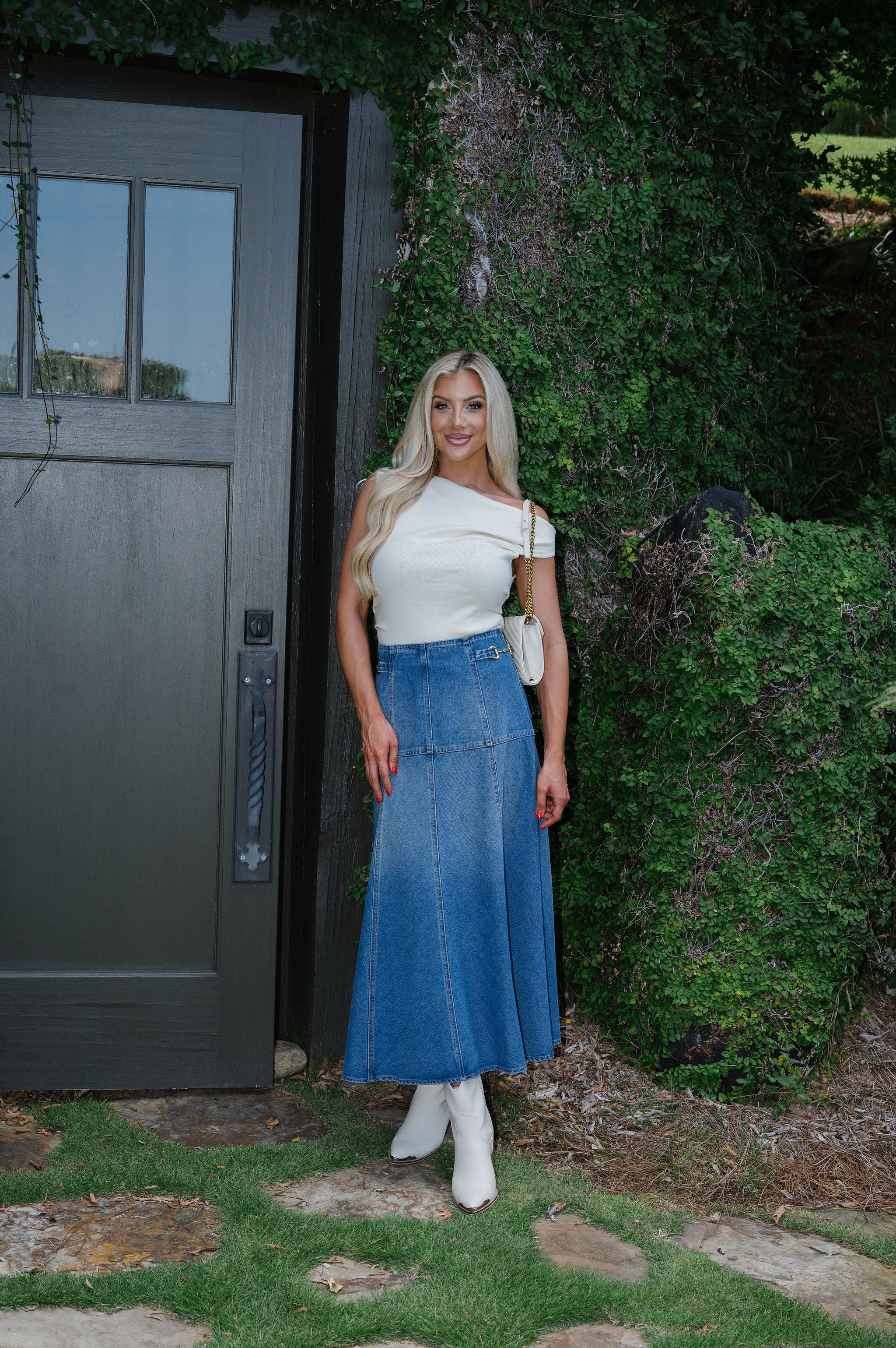 Khloe Midi Skirt-Denim