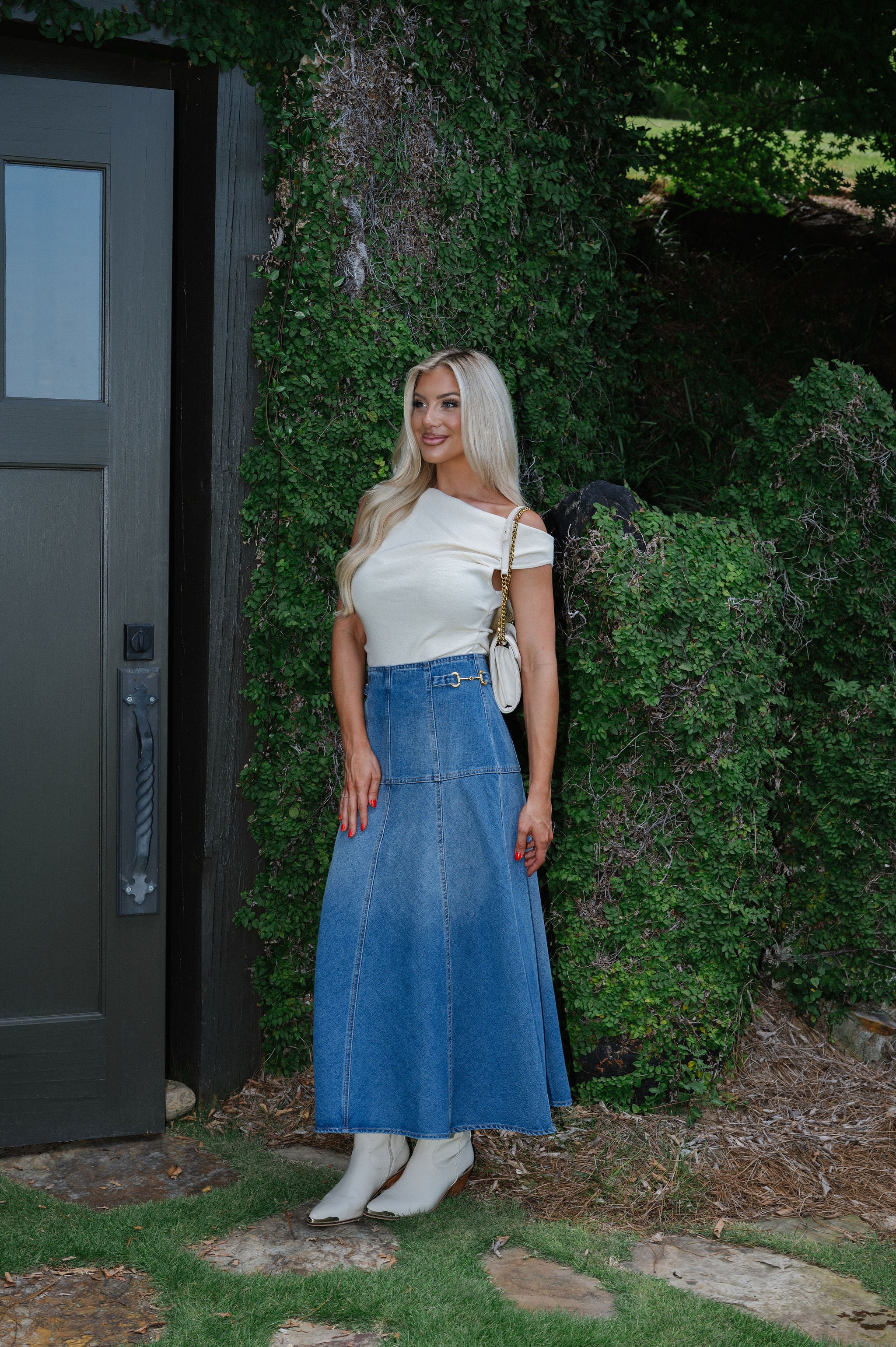 Khloe Midi Skirt-Denim