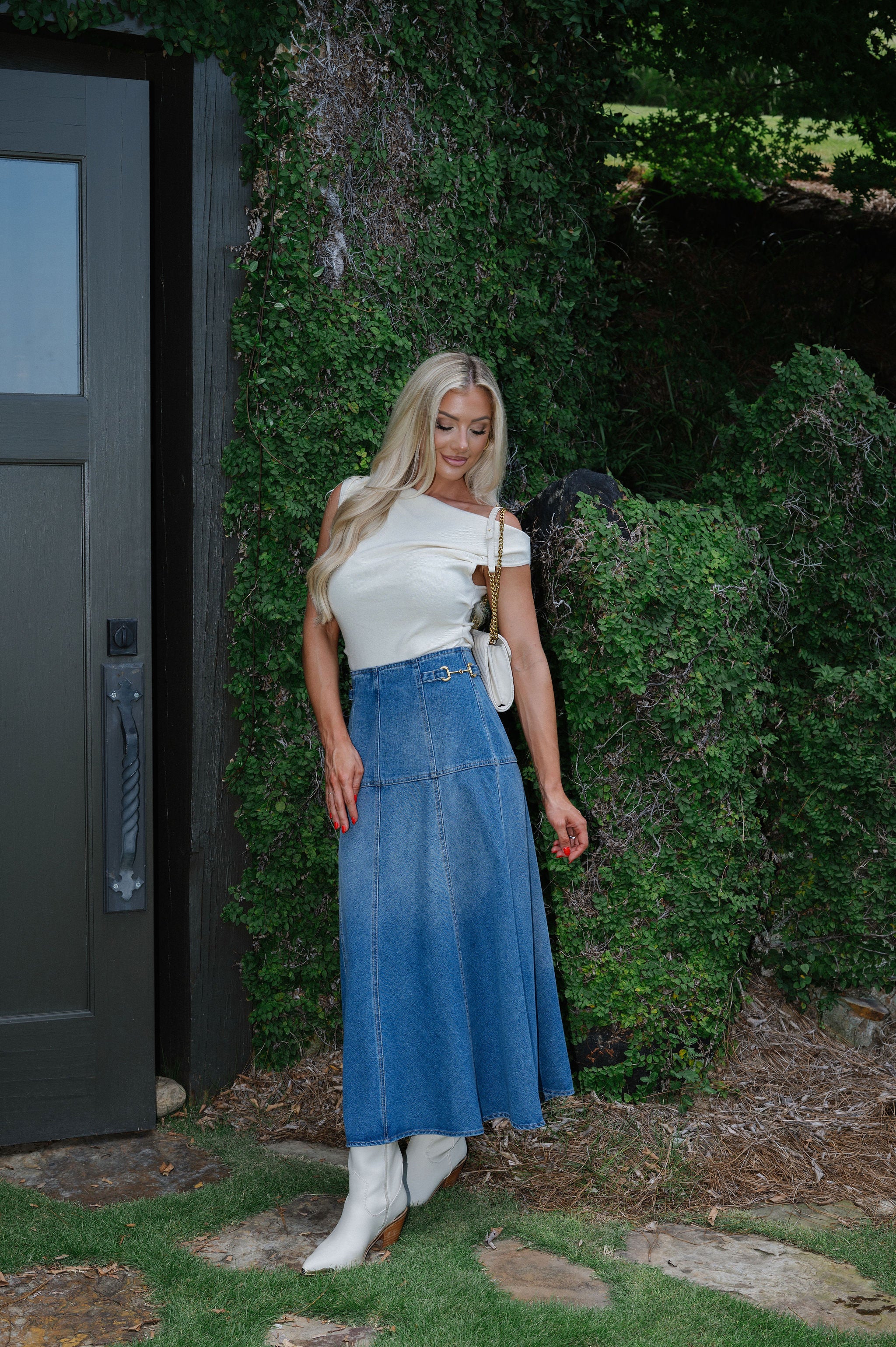Khloe Midi Skirt-Denim