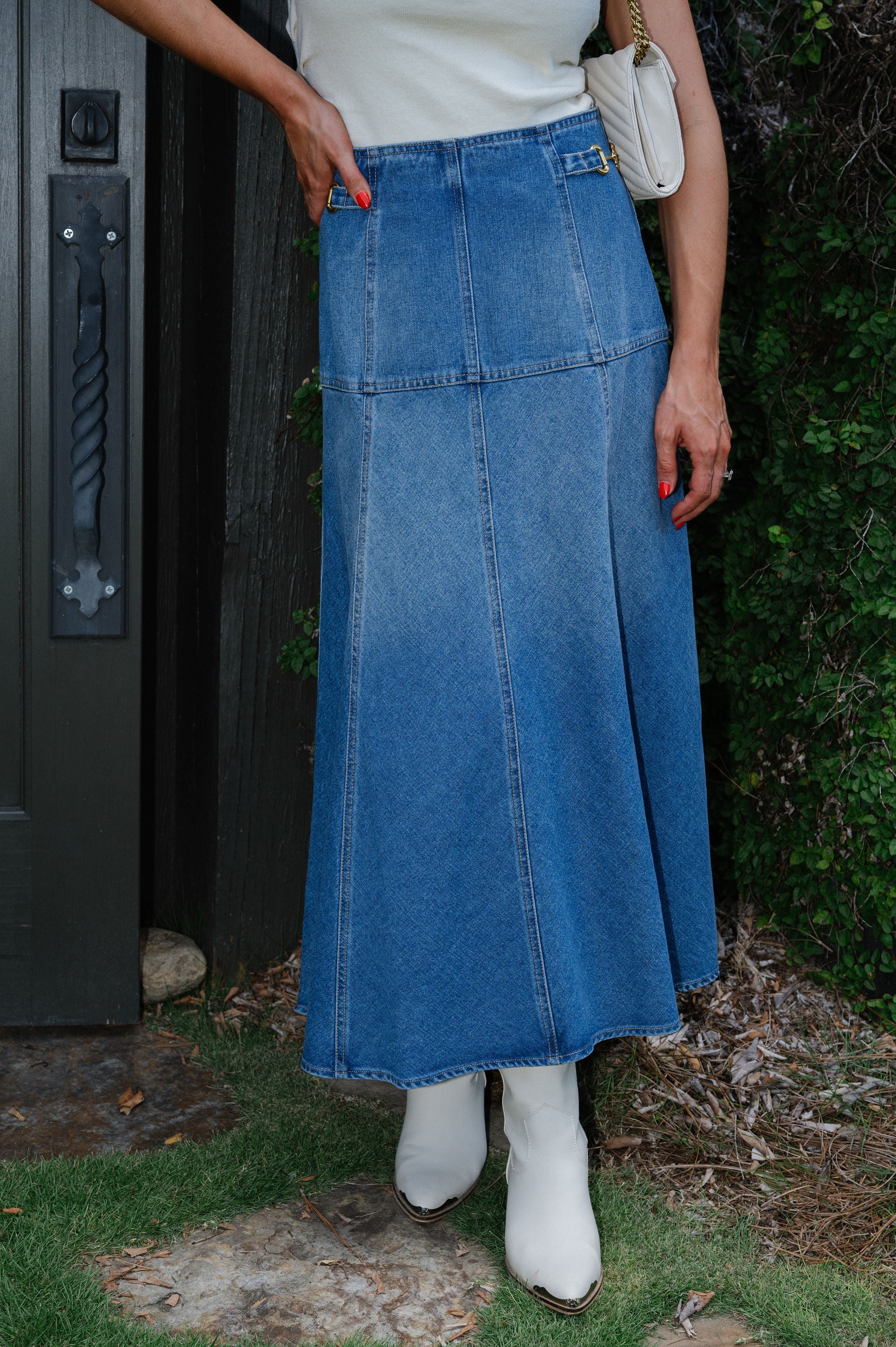 Khloe Midi Skirt-Denim