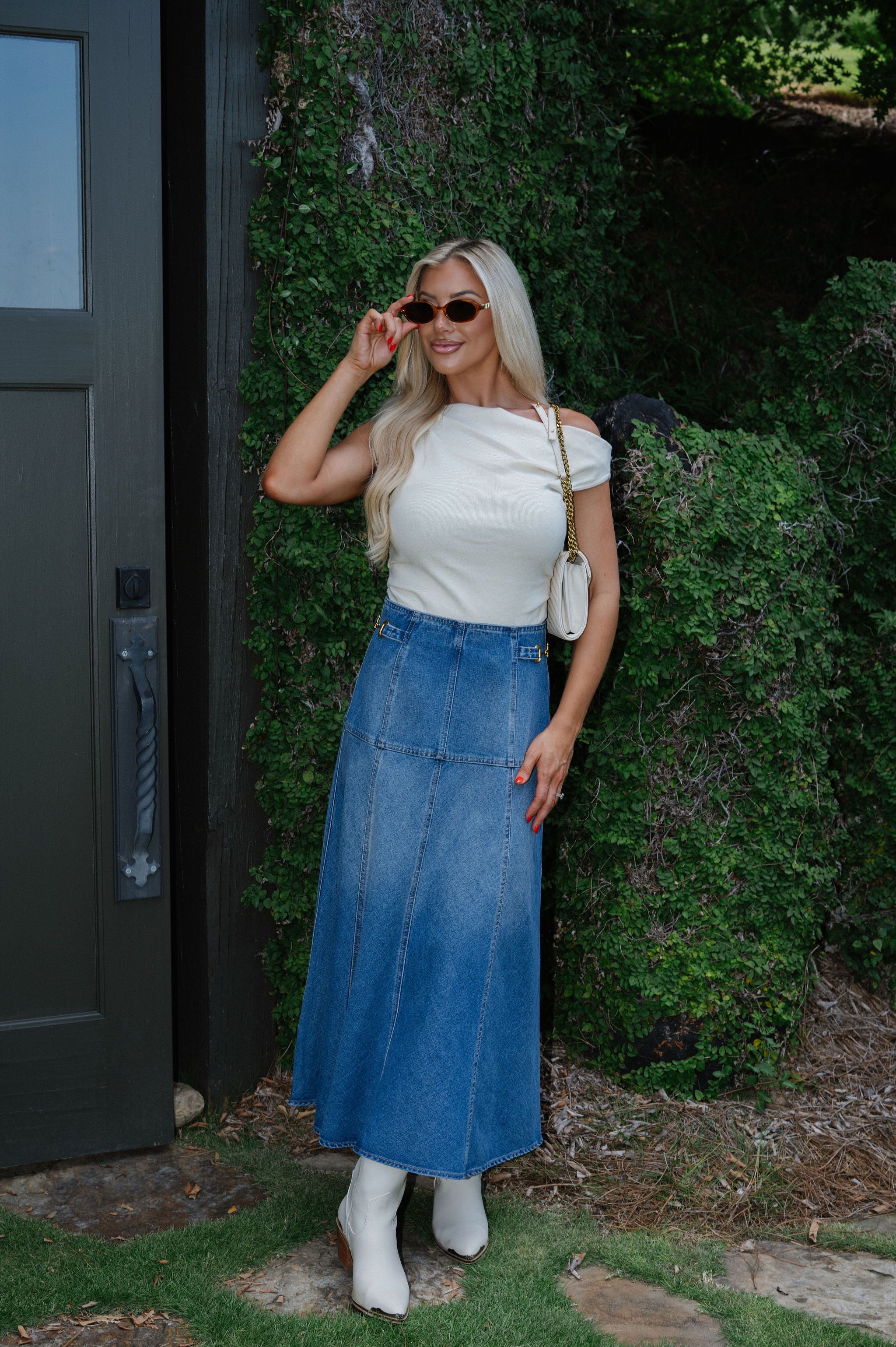 Khloe Midi Skirt-Denim