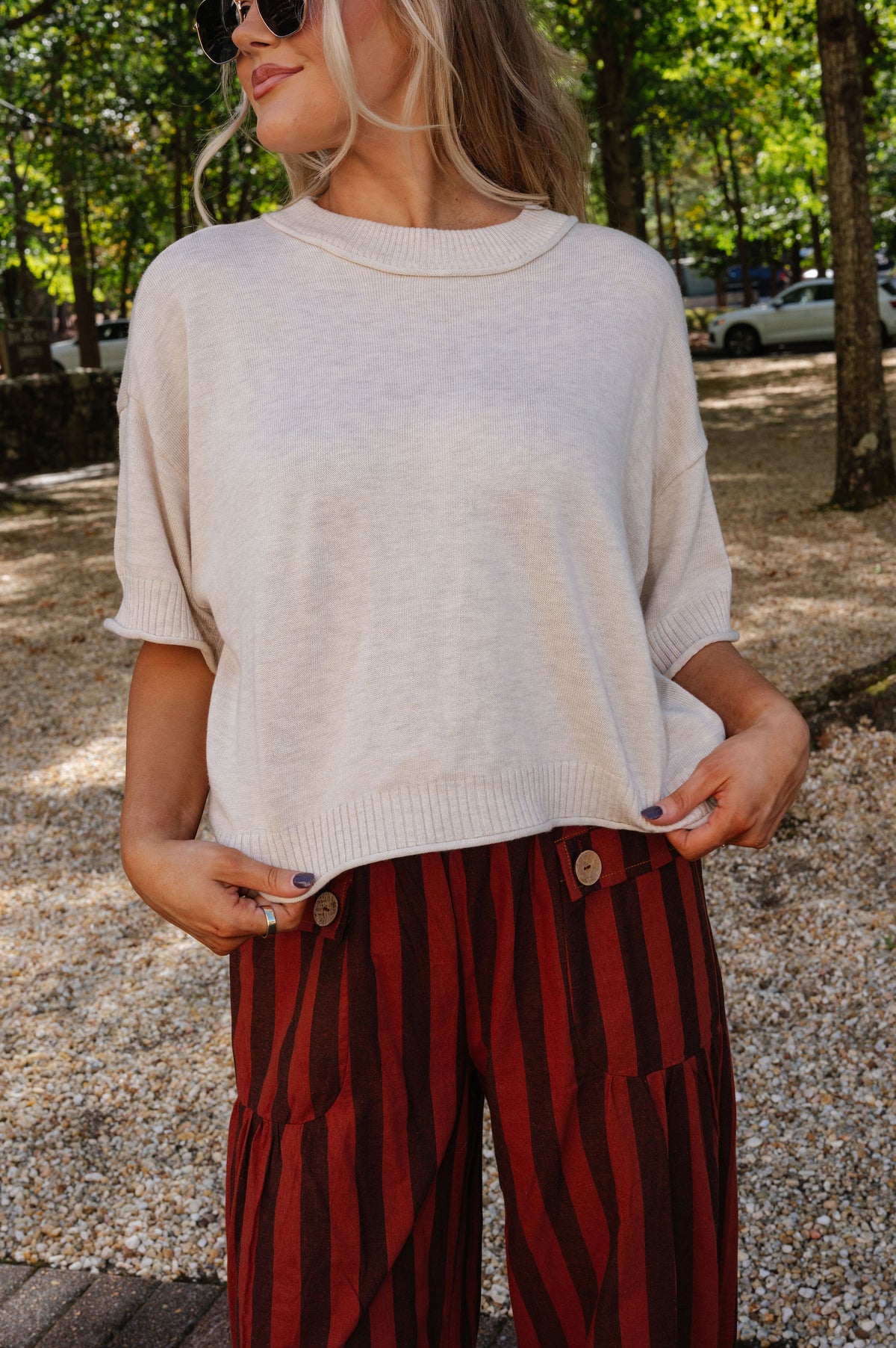 Wool Mix Sweater Top-Oatmeal