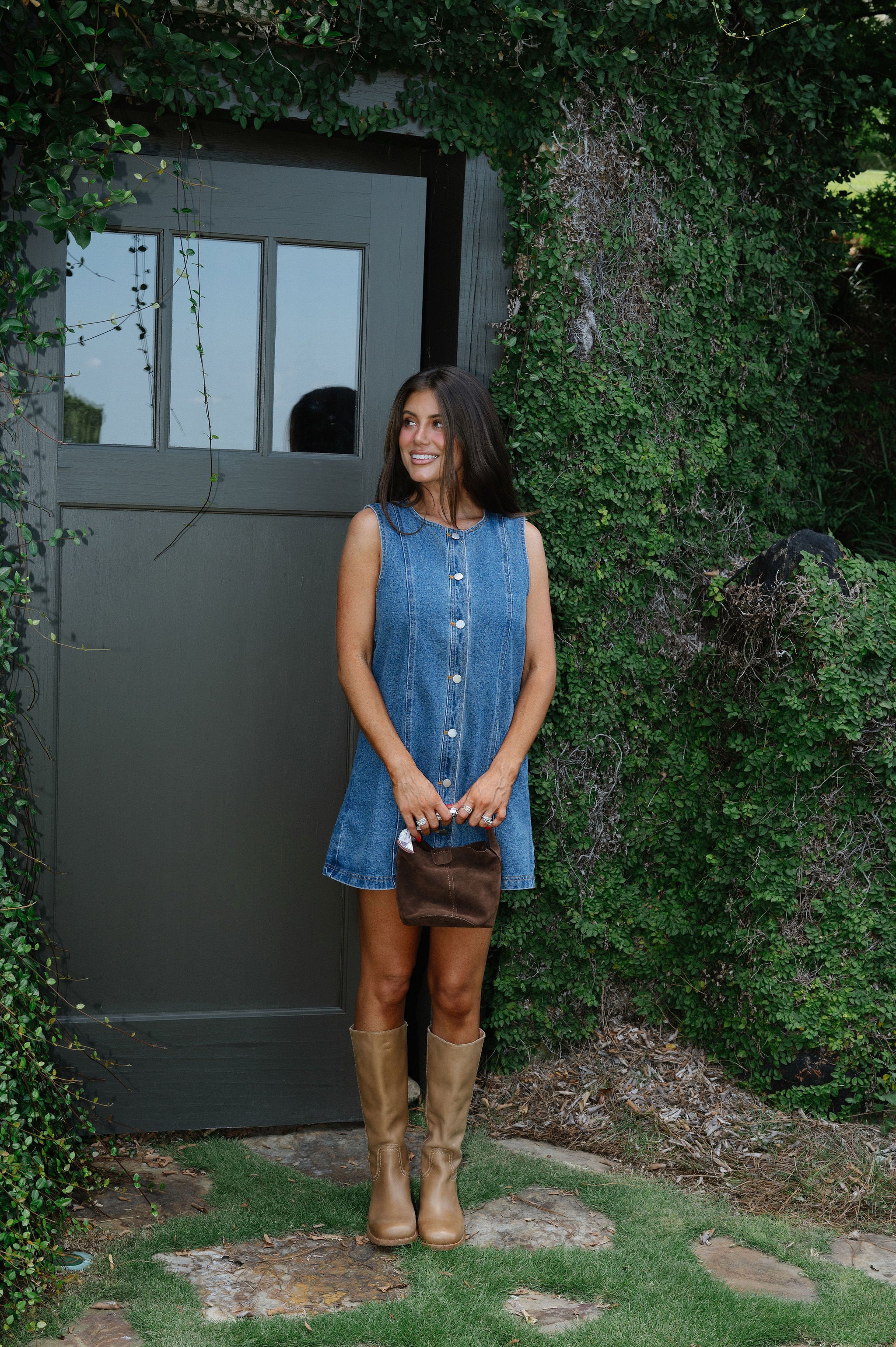 Copper Mini Dress-Denim
