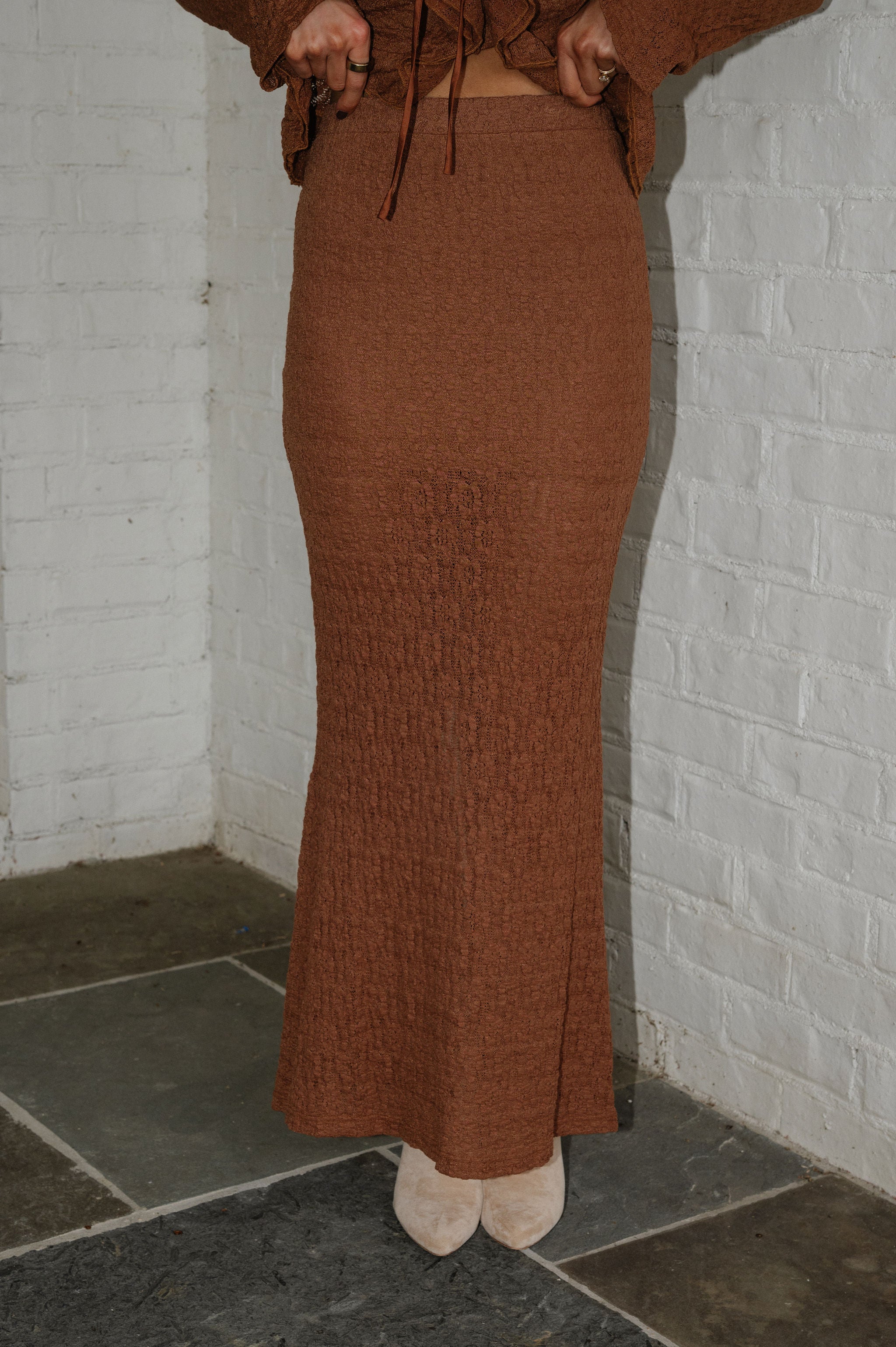 Crew Maxi Skirt-Brown
