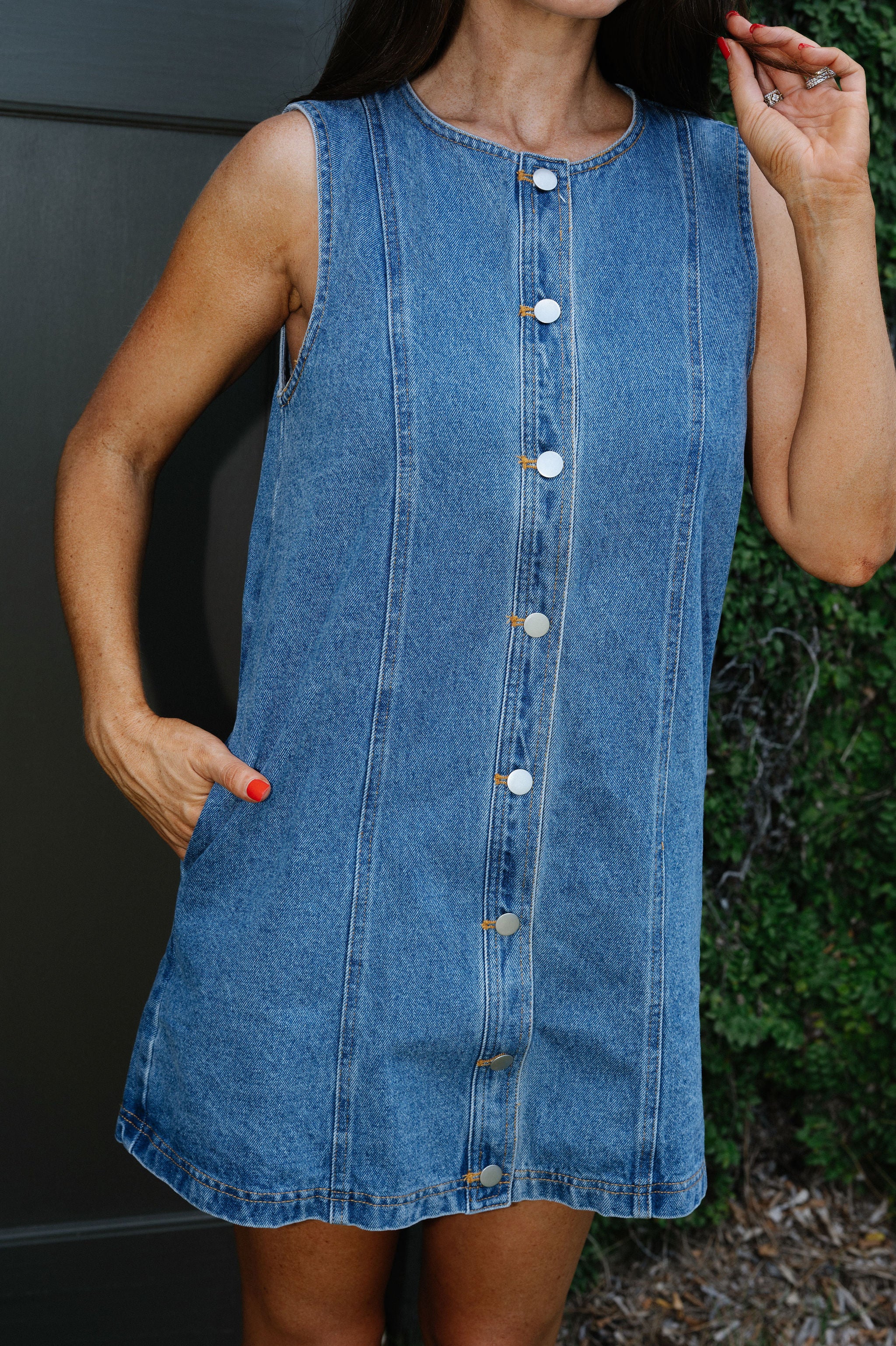 Copper Mini Dress-Denim