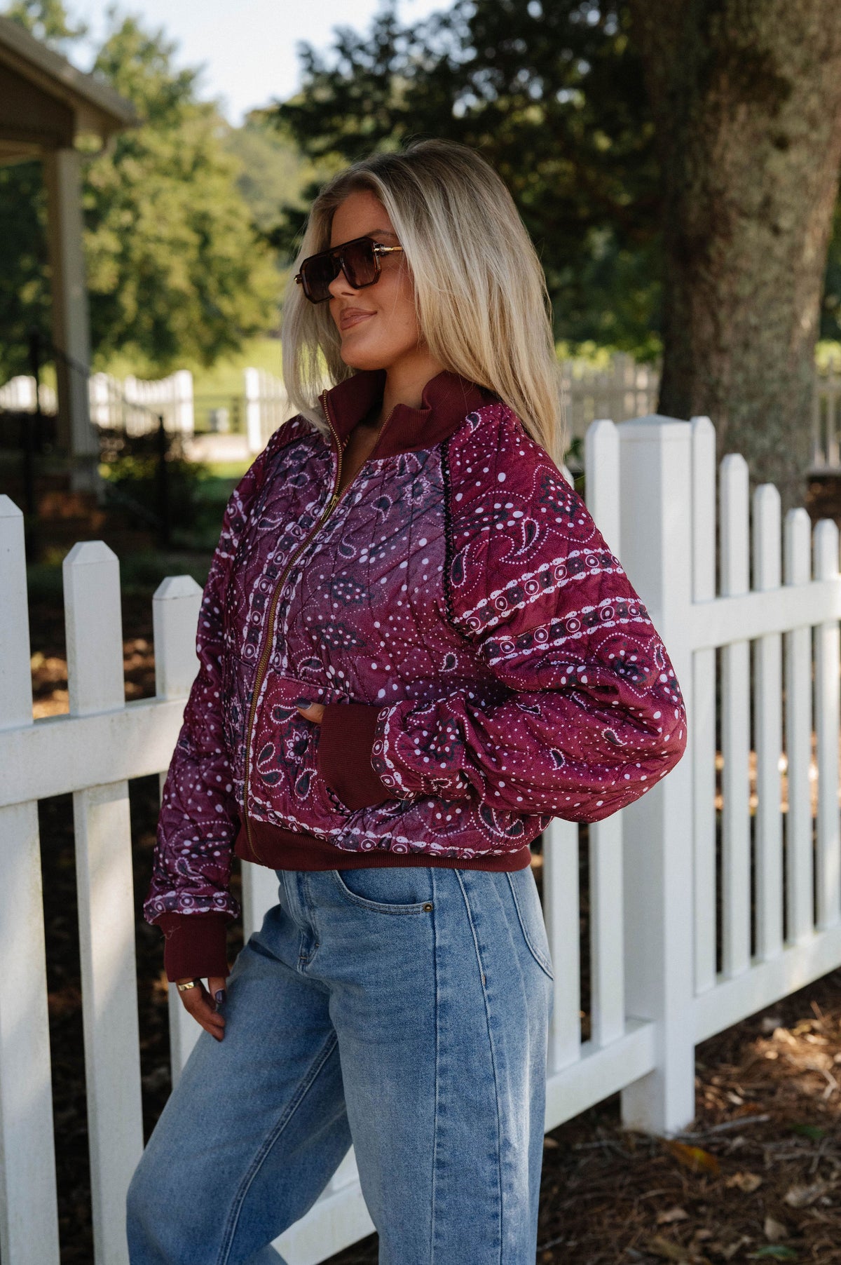 Frankie Quilted Jacket-Red Multi