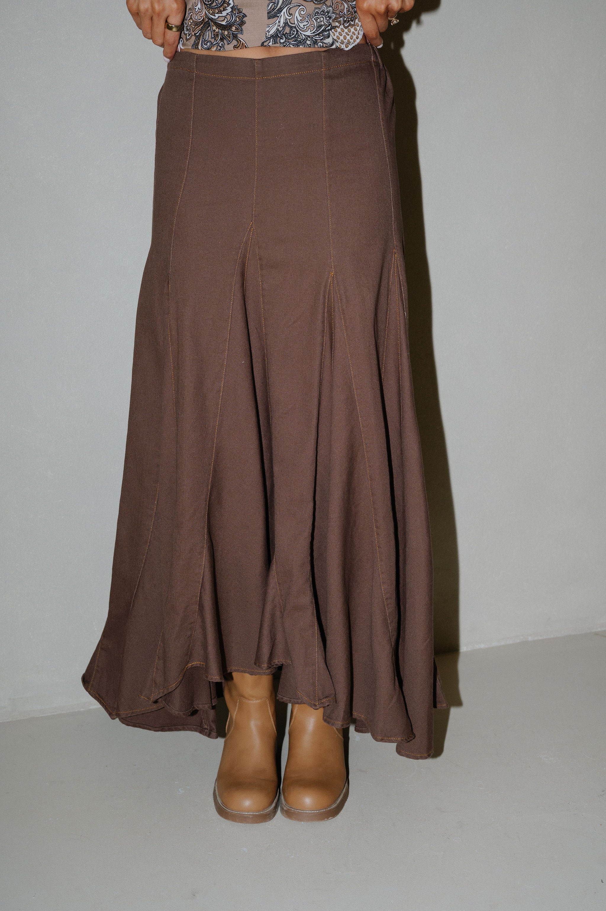 Sallie Maxi Skirt-Brown