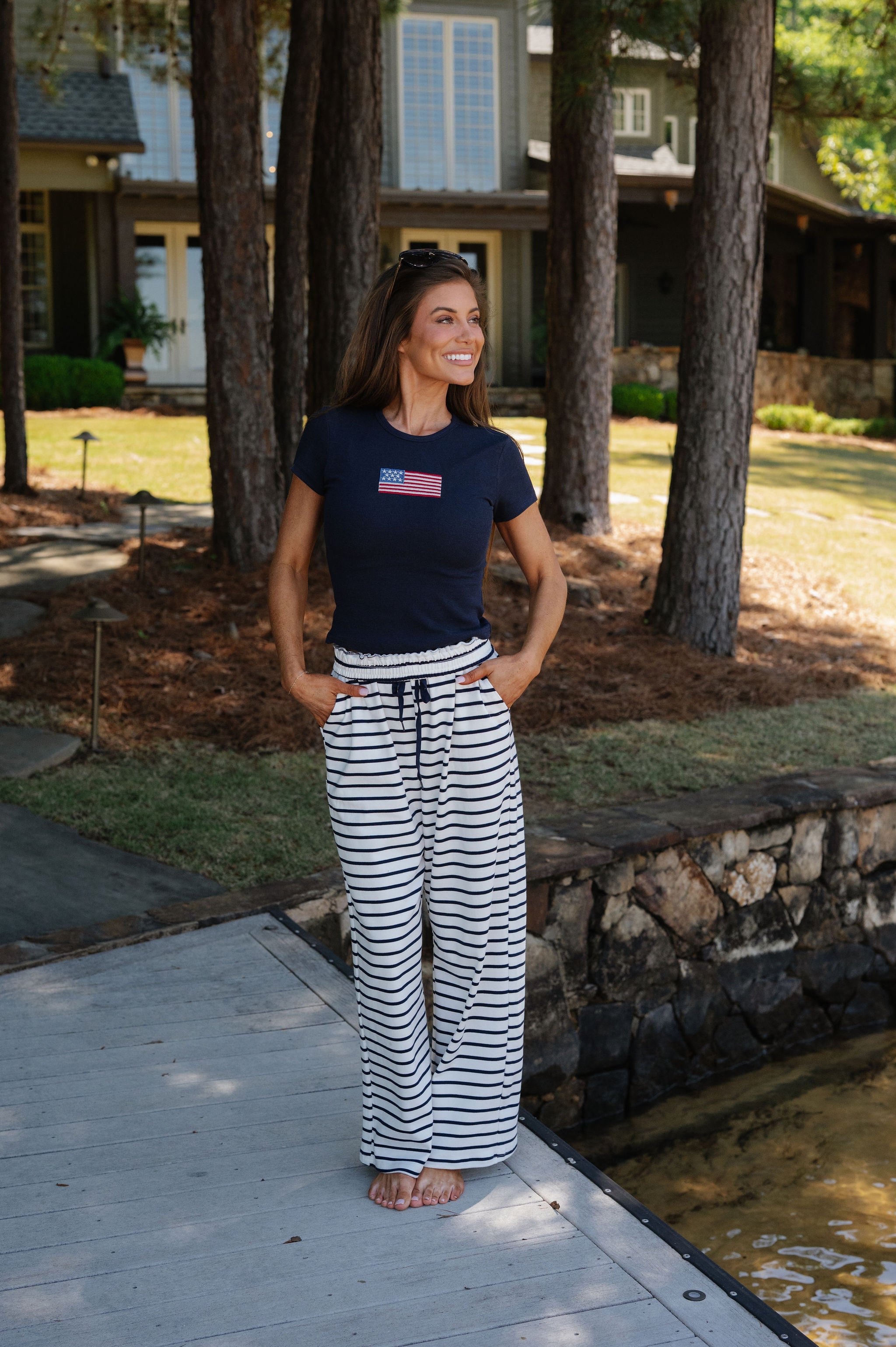 American Flag Short Sleeve T-Shirt-Navy