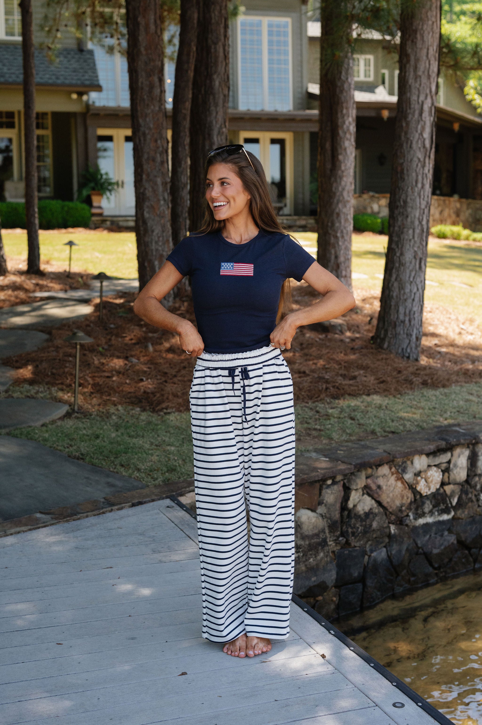 American Flag Short Sleeve T-Shirt-Navy