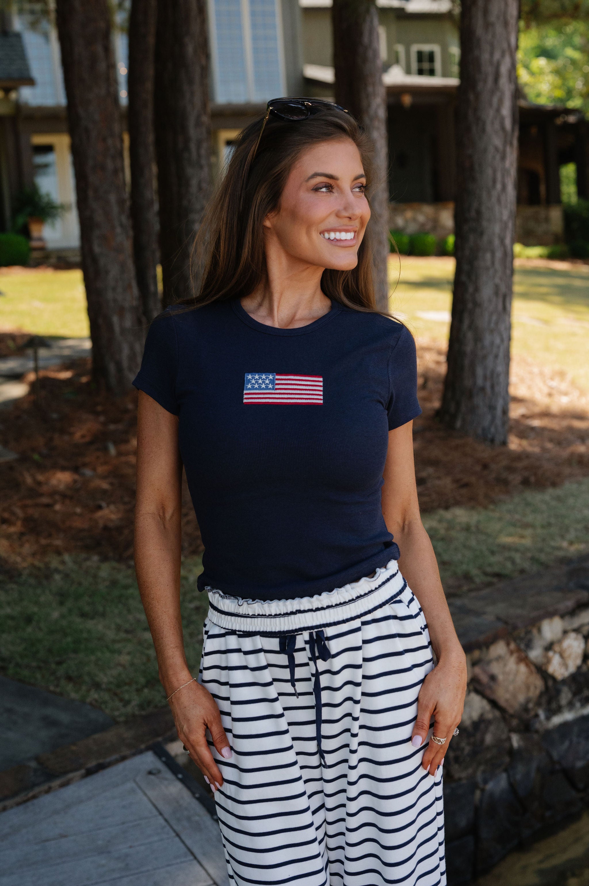 American Flag Short Sleeve T-Shirt-Navy