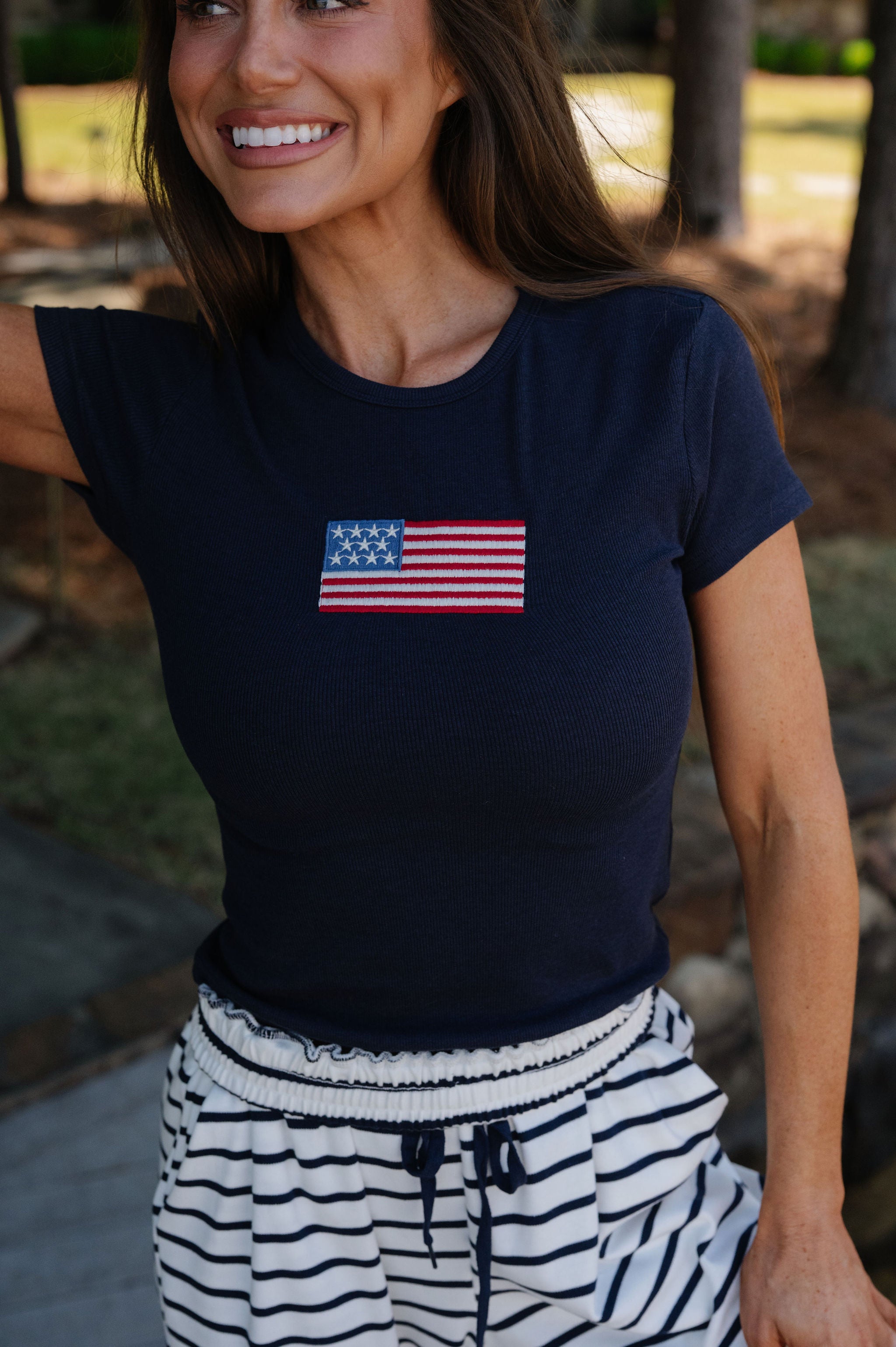 American Flag Short Sleeve T-Shirt-Navy