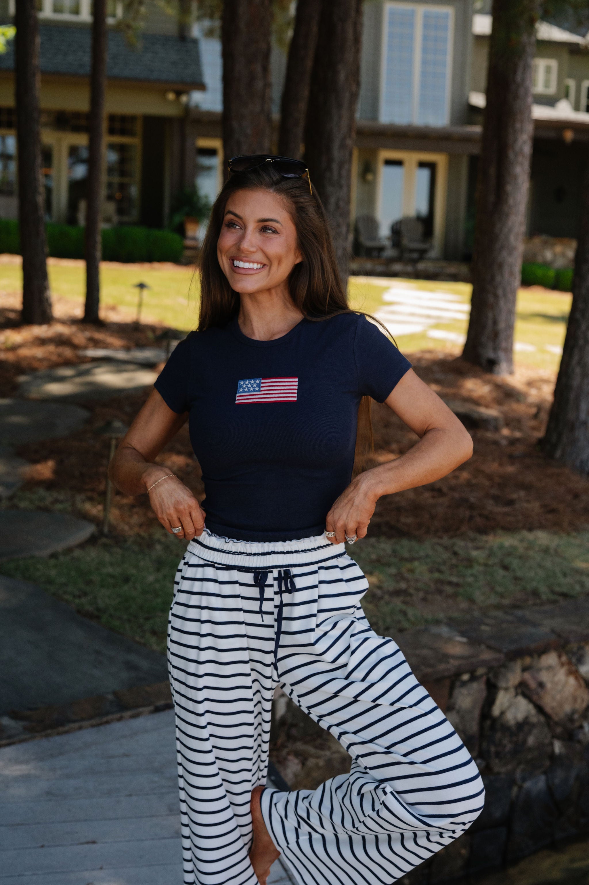 American Flag Short Sleeve T-Shirt-Navy