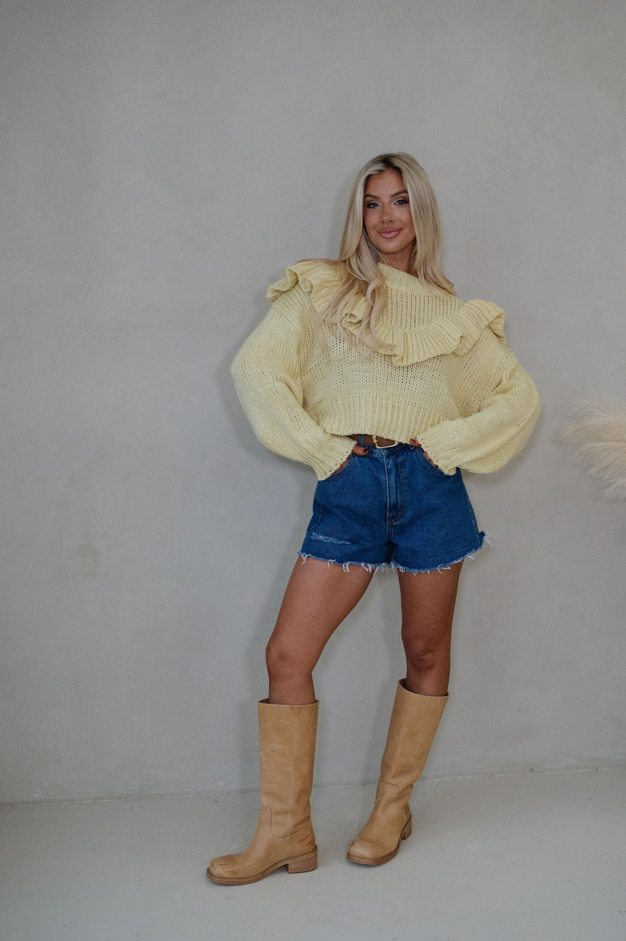 Vera Ruffle Sweater-Yellow