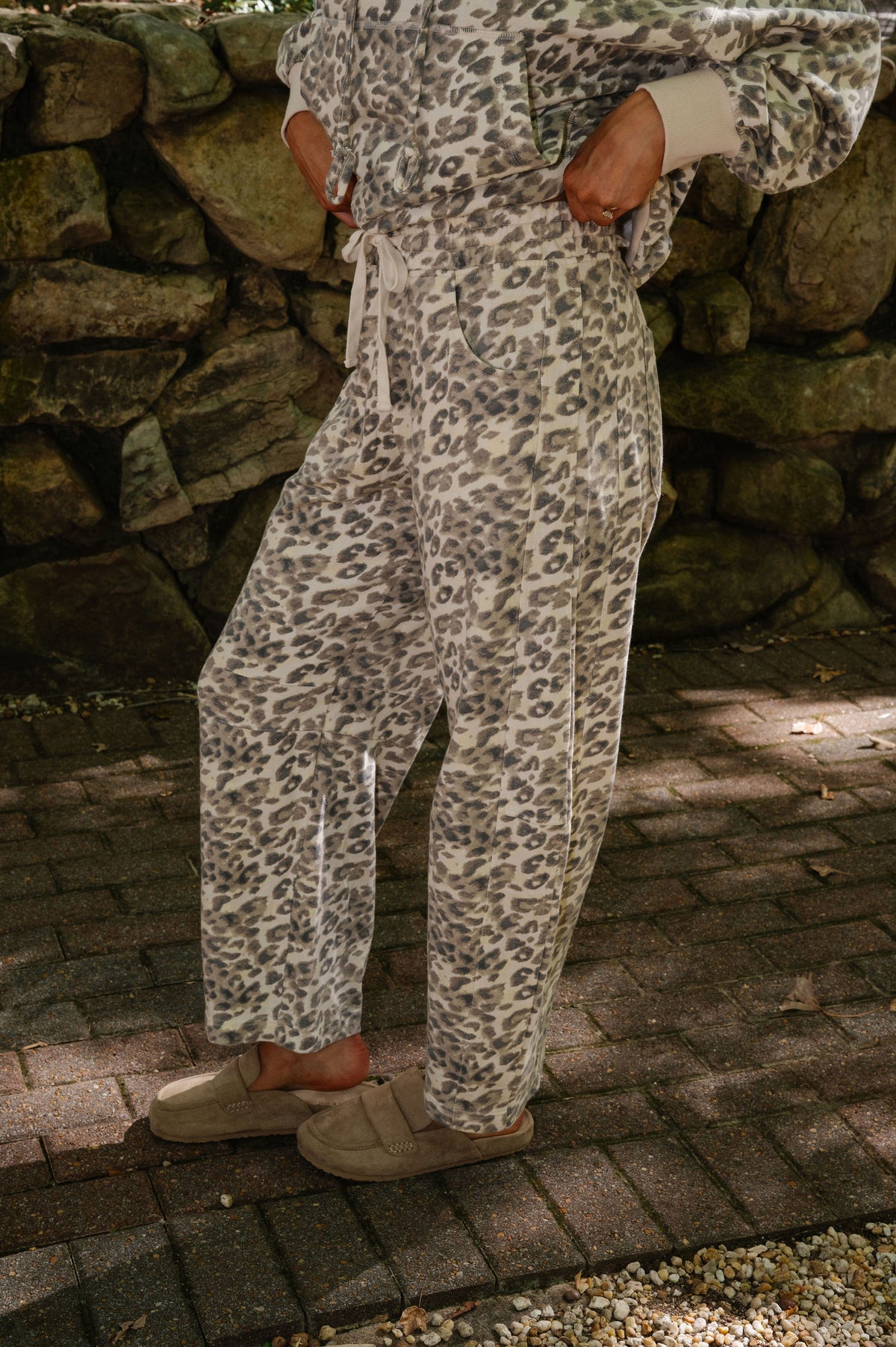 French Terry Animal Print Barrel Pants