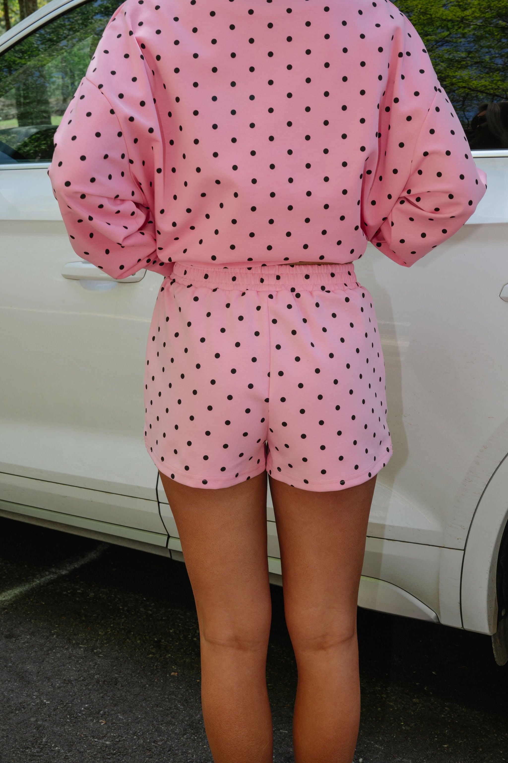 Jen Polka Dot Shorts Set-Pink