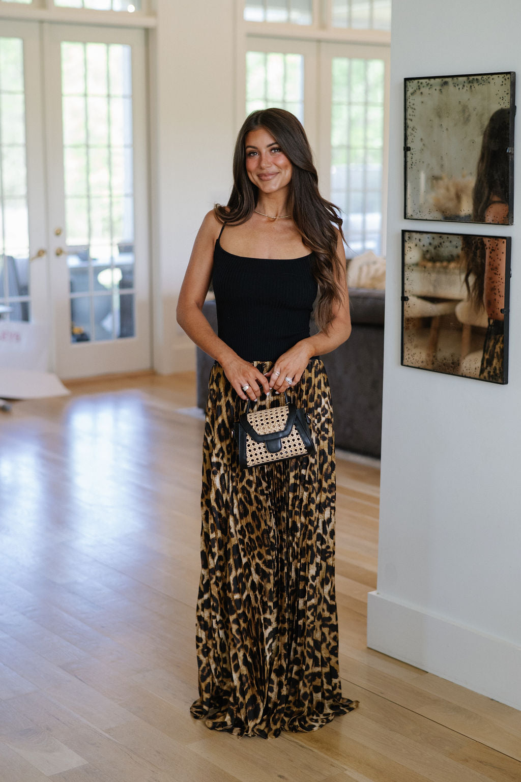 Open Back Leopard Maxi Dress