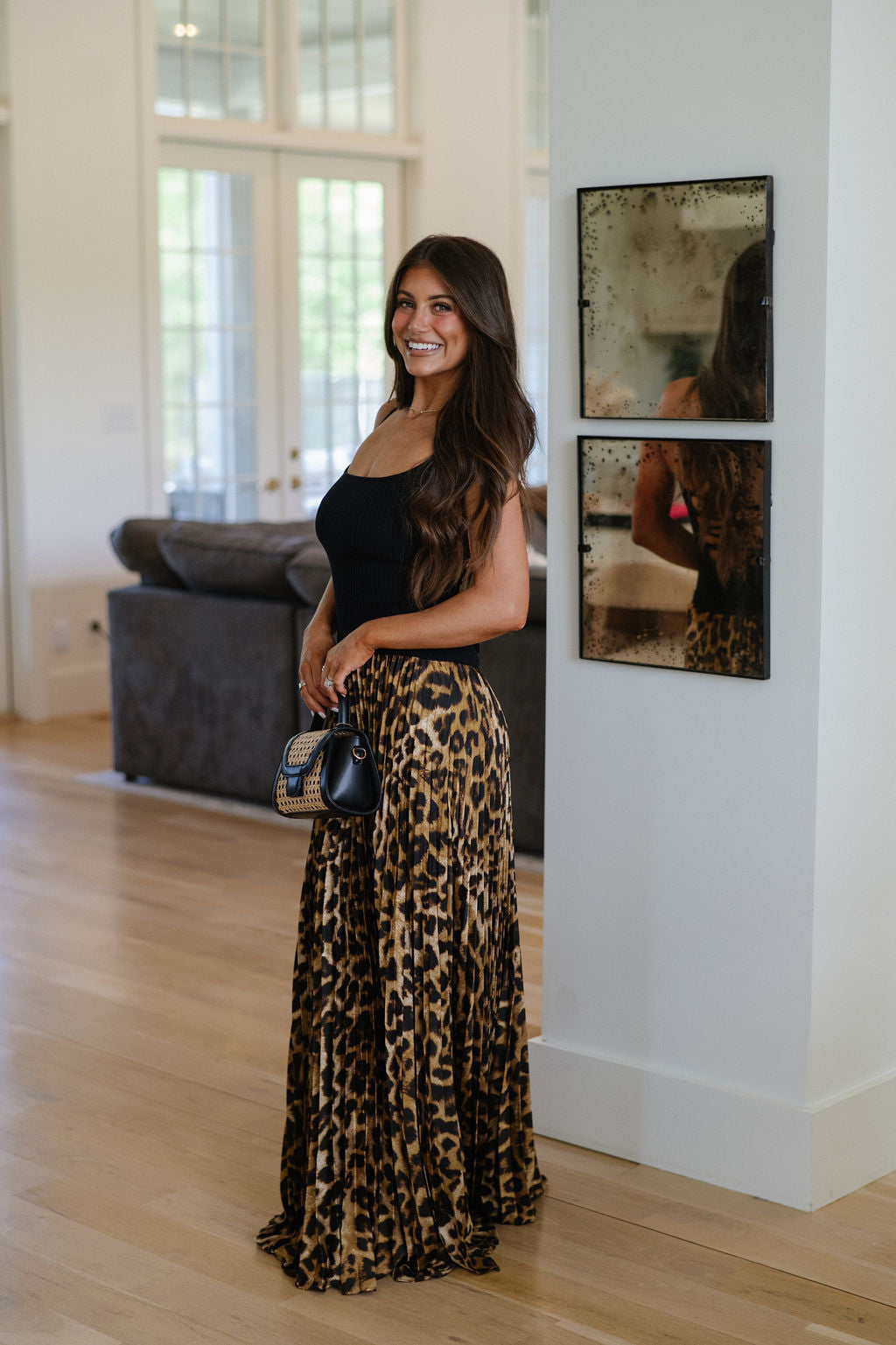 Open Back Leopard Maxi Dress
